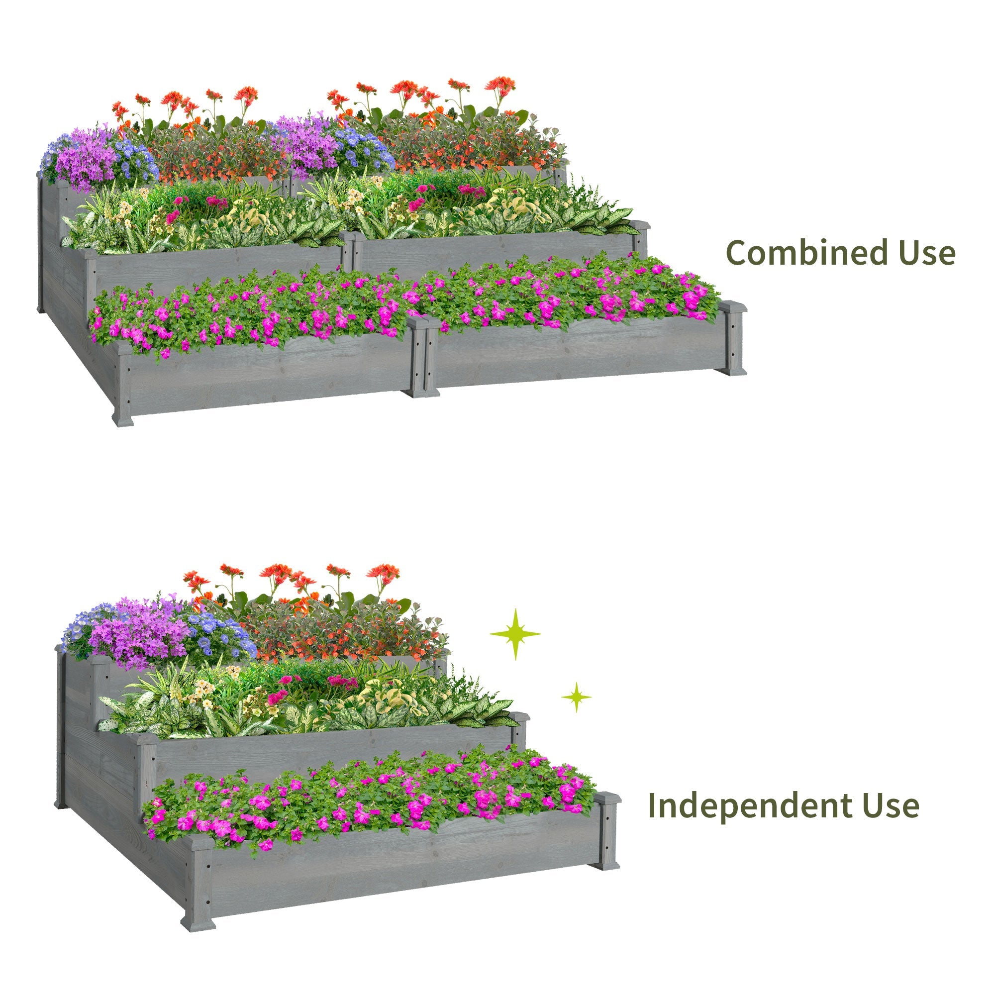 3-Tier Garden Bed Planter Box for Backyard, Patio, 49