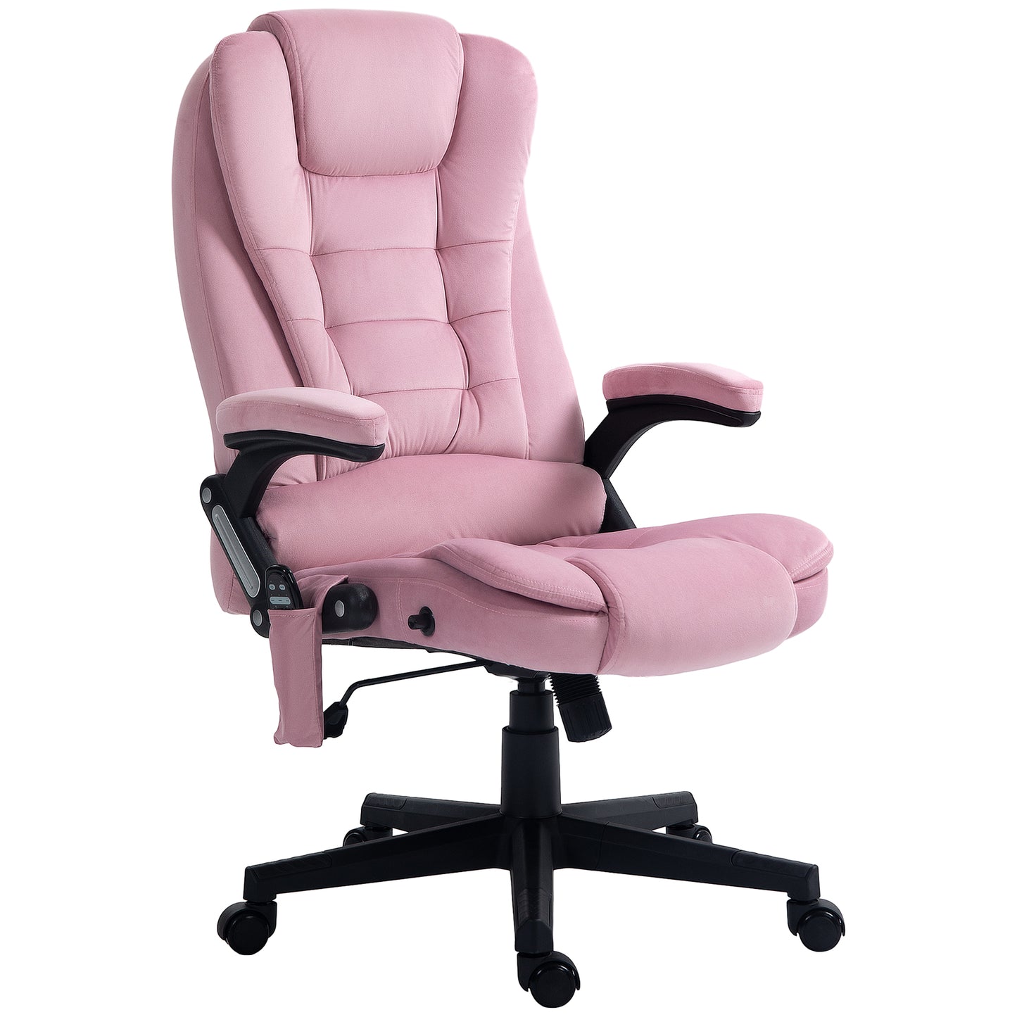 6 Point Vibrating Massage Office Chair High Back Executive Chair with Reclining Back, Swivel Wheels, Pink Massage Chairs   at Gallery Canada