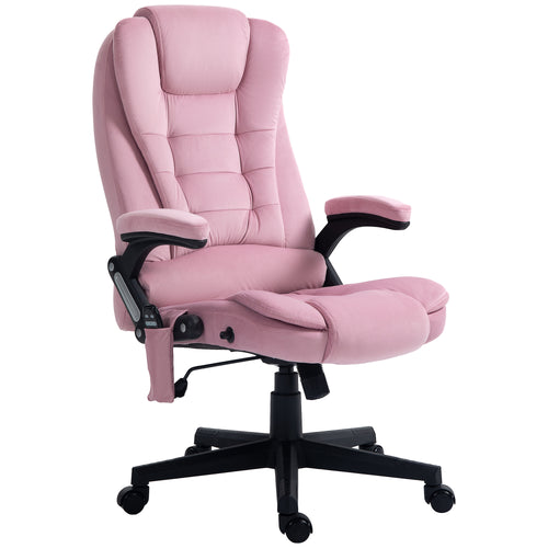 6 Point Vibrating Massage Office Chair High Back Executive Chair with Reclining Back, Swivel Wheels, Pink