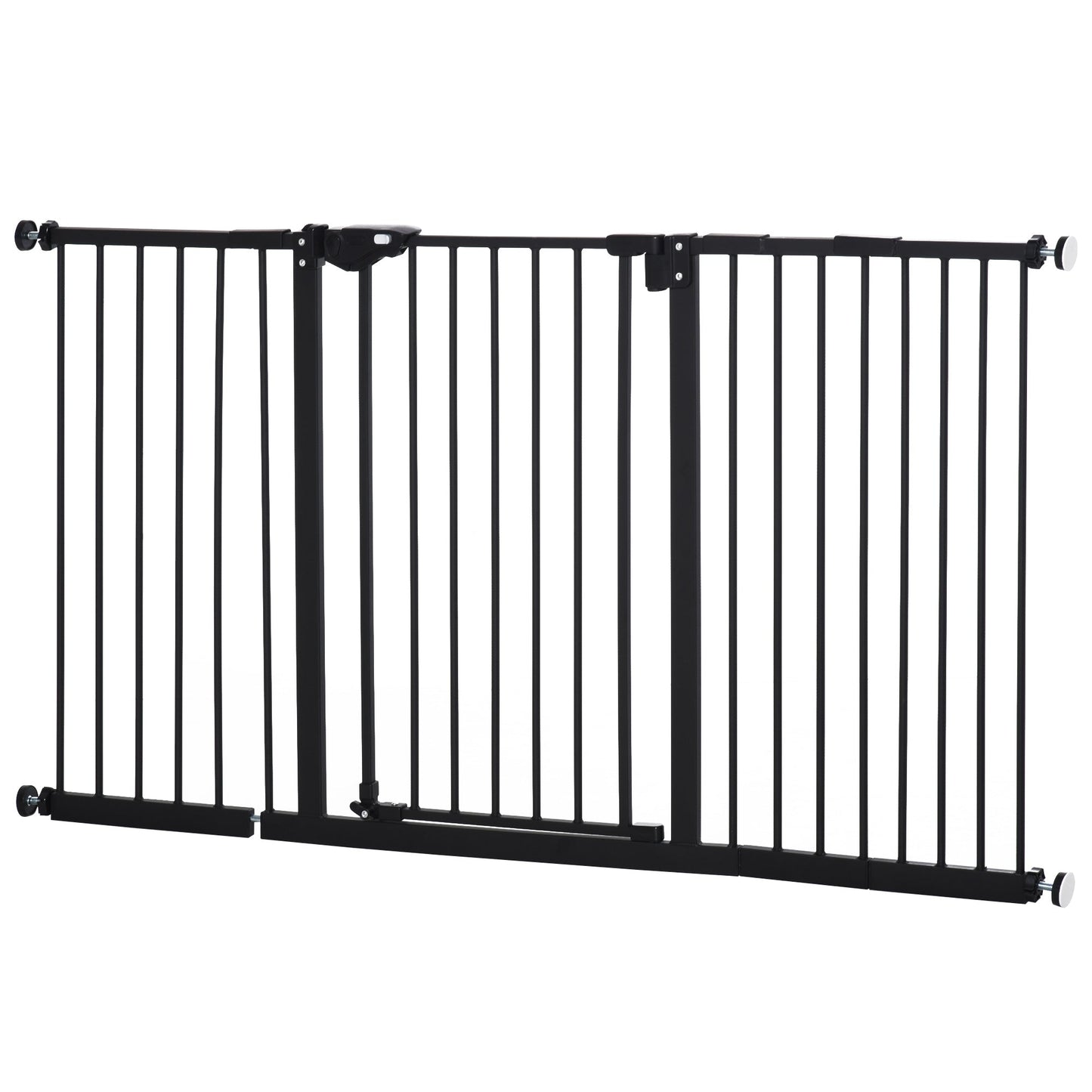 30 Inch Tall Pet Gate with Door Dog Gate and Barrier Indoor for Stairs Includes 7", 8", 12" Extensions Kit, Pressure-Mounted Safety Gate, Black Houses, Kennels & Pens Black  at Gallery Canada