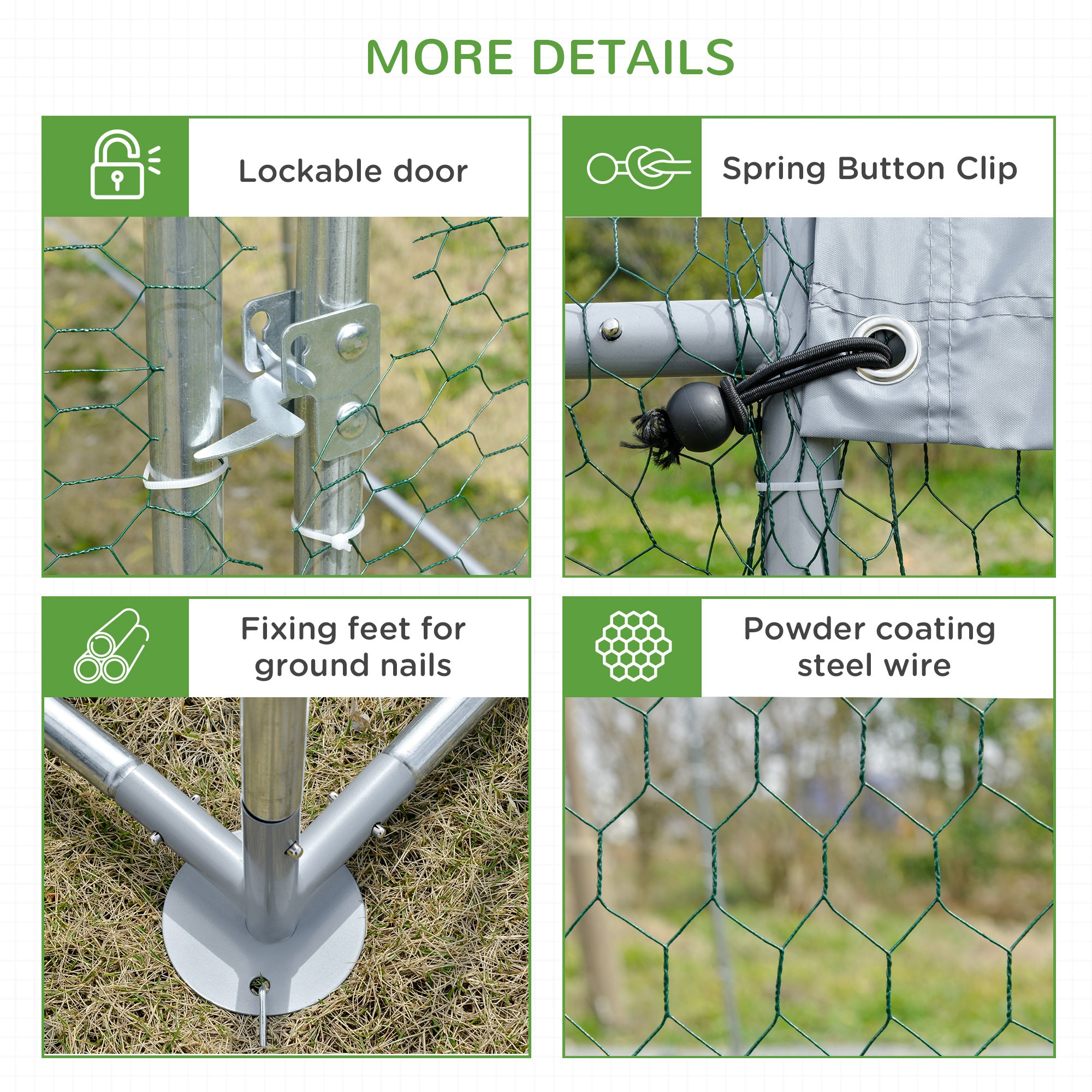 Galvanized Large Metal Chicken Coop Cage Walk-in Enclosure Poultry Hen Run House Playpen Rabbit Hutch with Cover for Outdoor Backyard 9.2' x 24.9' x 6.5' Silver Chicken Coops at Gallery Canada