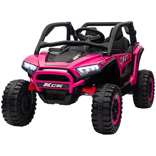 2 Seater 24V 7AH Ride on Truck, Electric Car for Kids w/ Spring Suspension, Remote Lights, Horn, Music, Pink Electric Toy Cars   at Gallery Canada