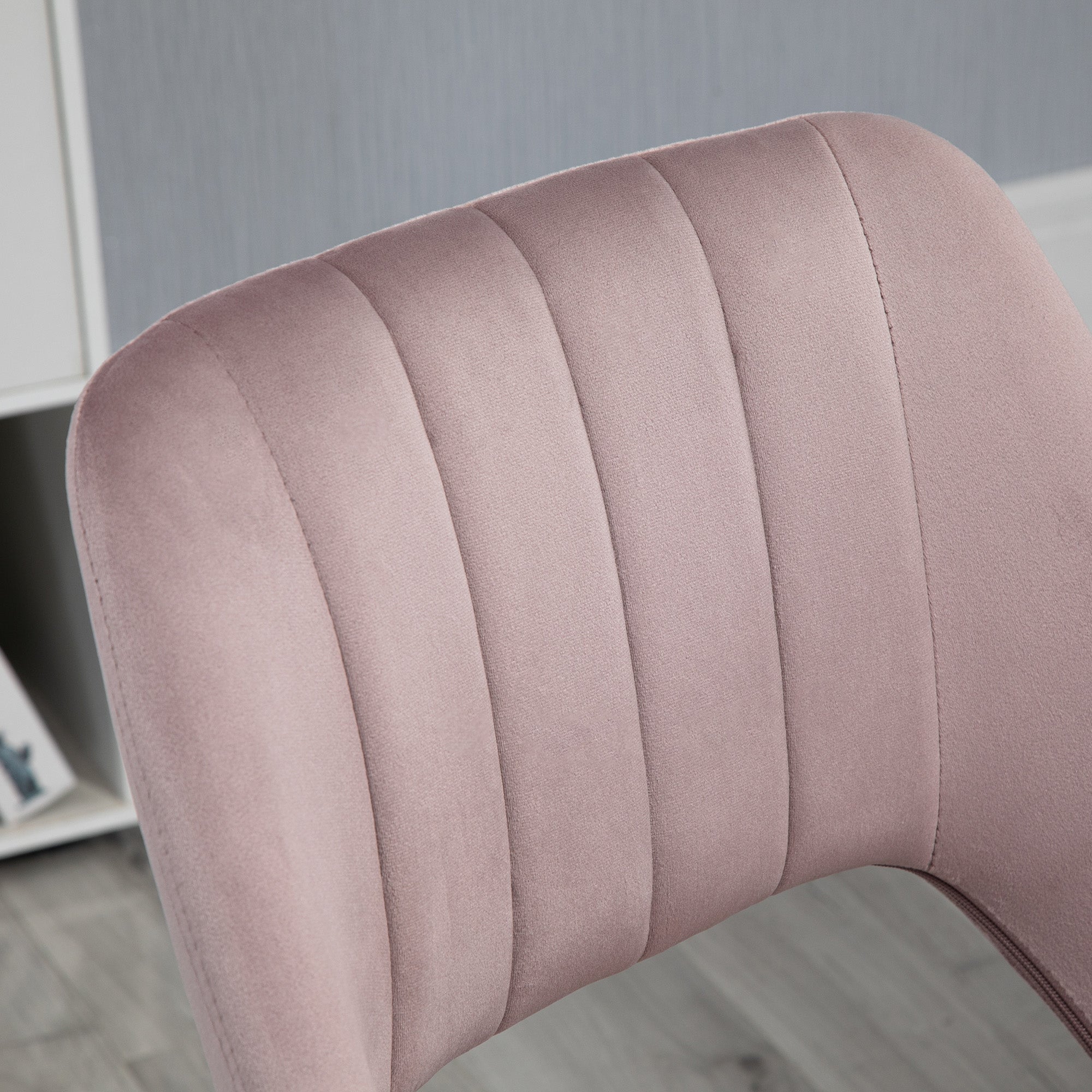 Mid Back Office Chair Velvet Fabric Swivel Scallop Shape Computer Desk Chair, Pink Office Chairs at Gallery Canada