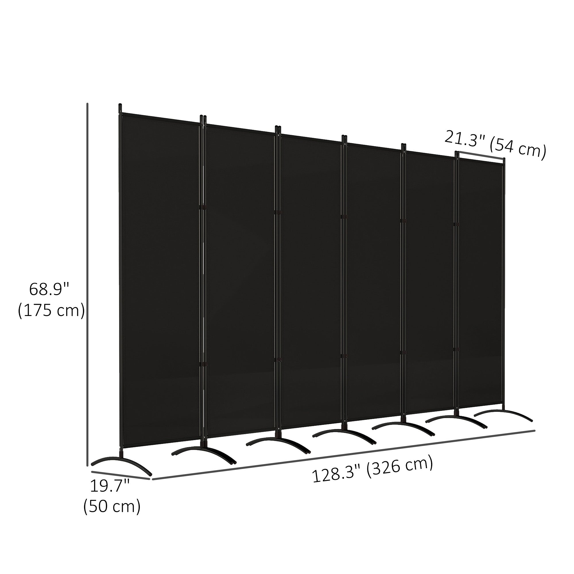 6 Panel Folding Room Divider, UV30+ Privacy Screen, Indoor Outdoor Privacy Panel with Stable Base, Black Side Awnings at Gallery Canada