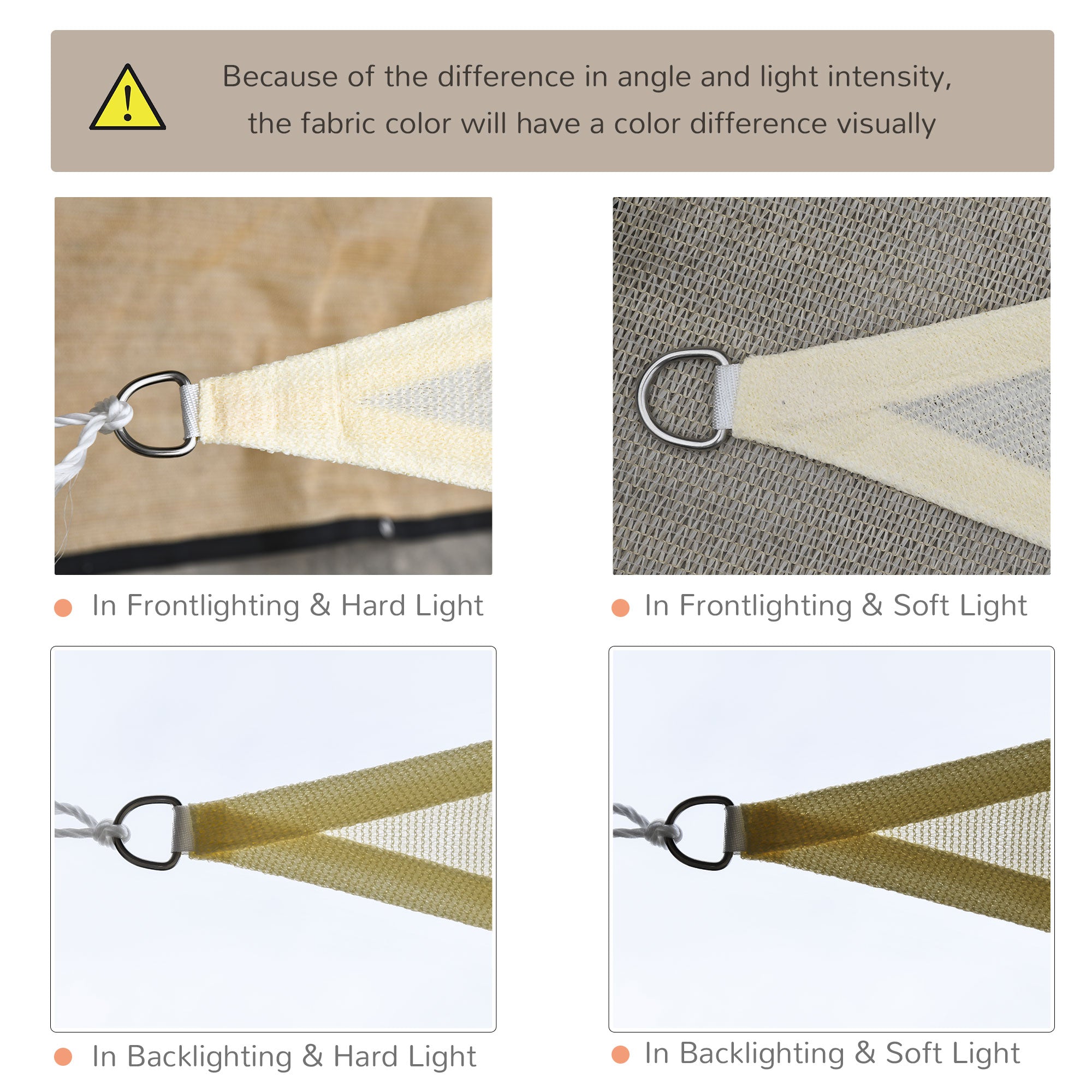 Triangle 10' x 10' x 10' Outdoor Sun Shade Sail, Garden Cover UV Block Fabric Canopy for Patio, Deck, Cream Shade Sails at Gallery Canada