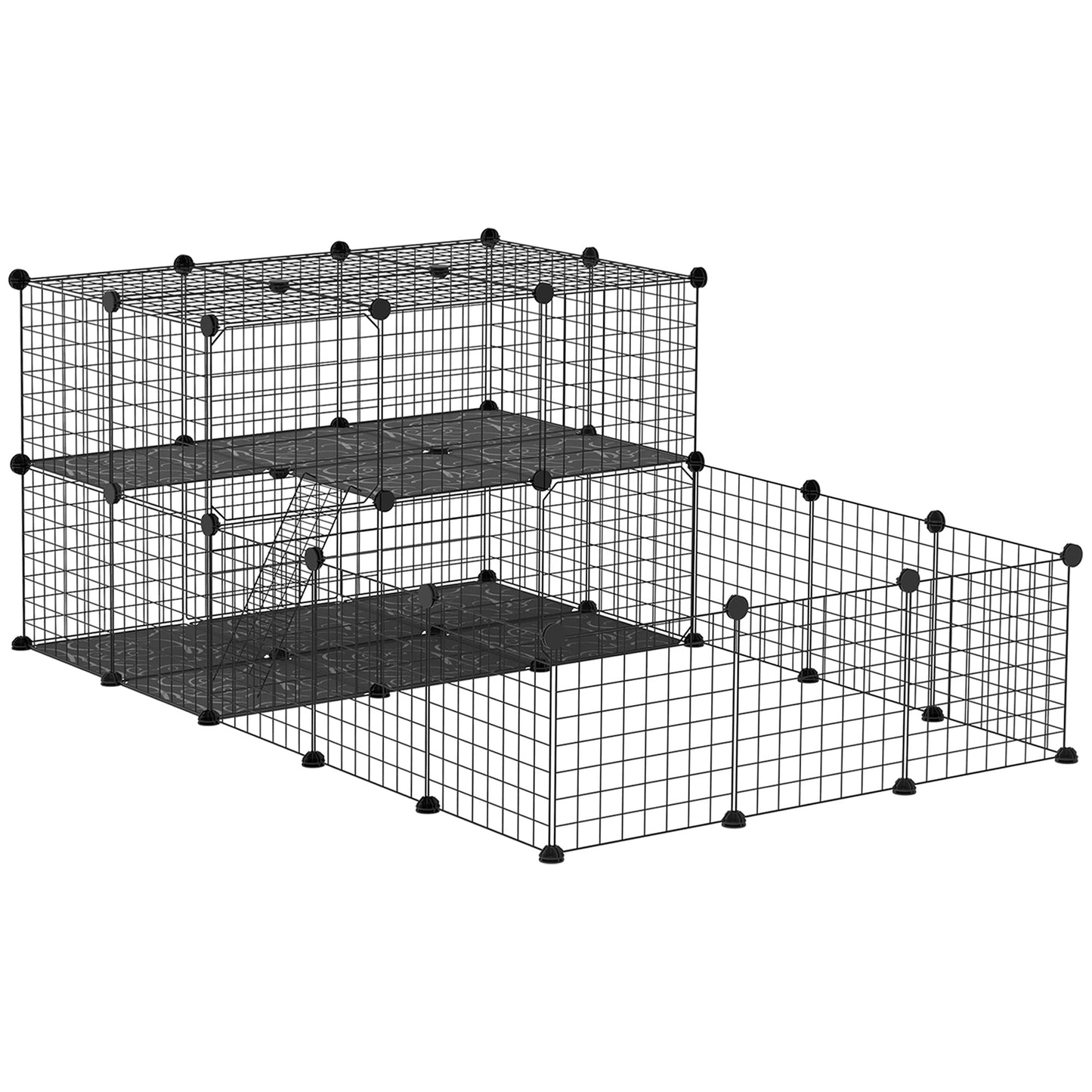 46-Panel Small Animal Cage with Door for Rabbits, Guinea Pigs, Black Houses & Habitats Black  at Gallery Canada