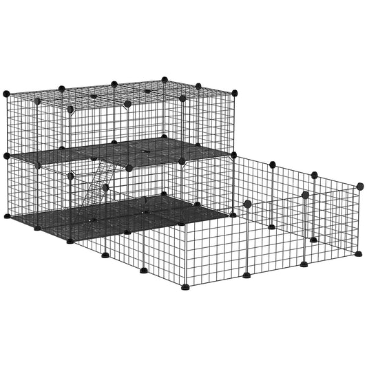 Small Animal Cage Rabbit Cage with Door, Guinea Pig Playpen, Small Animal Fence for Bunny, Chinchilla, Freret, Chinchilla, Indoor and Outdoor Use, Total 46 Panels, 68.9" x 41.3" x 27.6" - Gallery Canada
