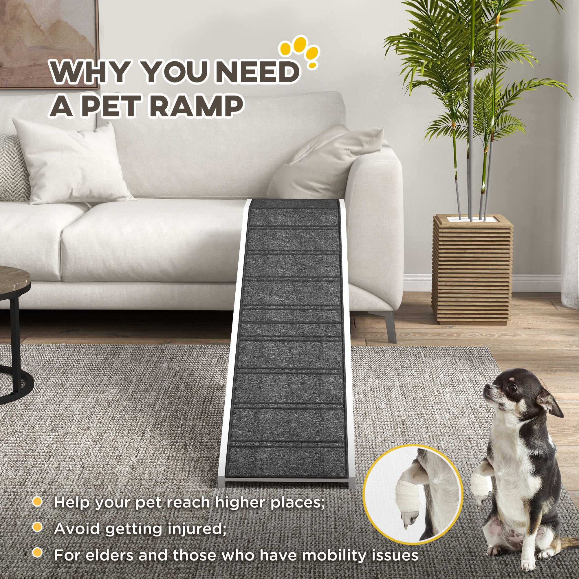 Pet Ramp, Dog Bed Steps with Non-slip Carpet, Top Platform, 74