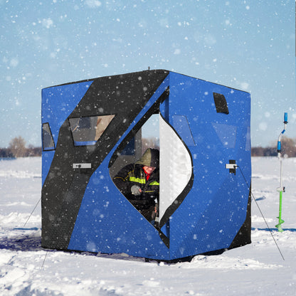 3-4 Person Insulated Ice Fishing Shelter, Pop up Ice Fishing Tent with Windows, Vents and Carry Bag, for Low-Temp -22℉ Ice Fishing Tents Blue  at Gallery Canada