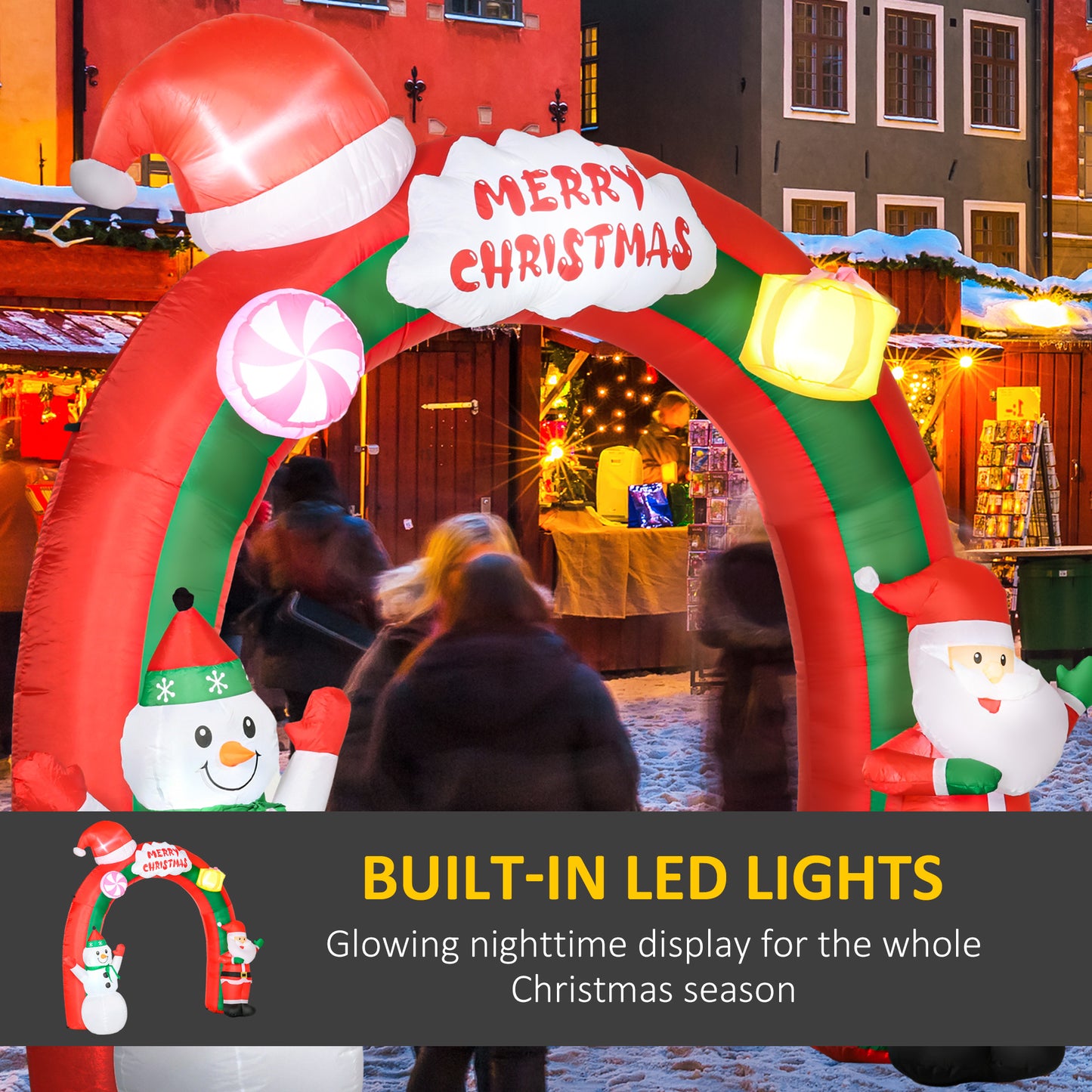 9ft Christmas Inflatable Archway with Santa Claus and Snowman for Outdoor, Blow Up Decoration with LED Lights Christmas Inflatables   at Gallery Canada