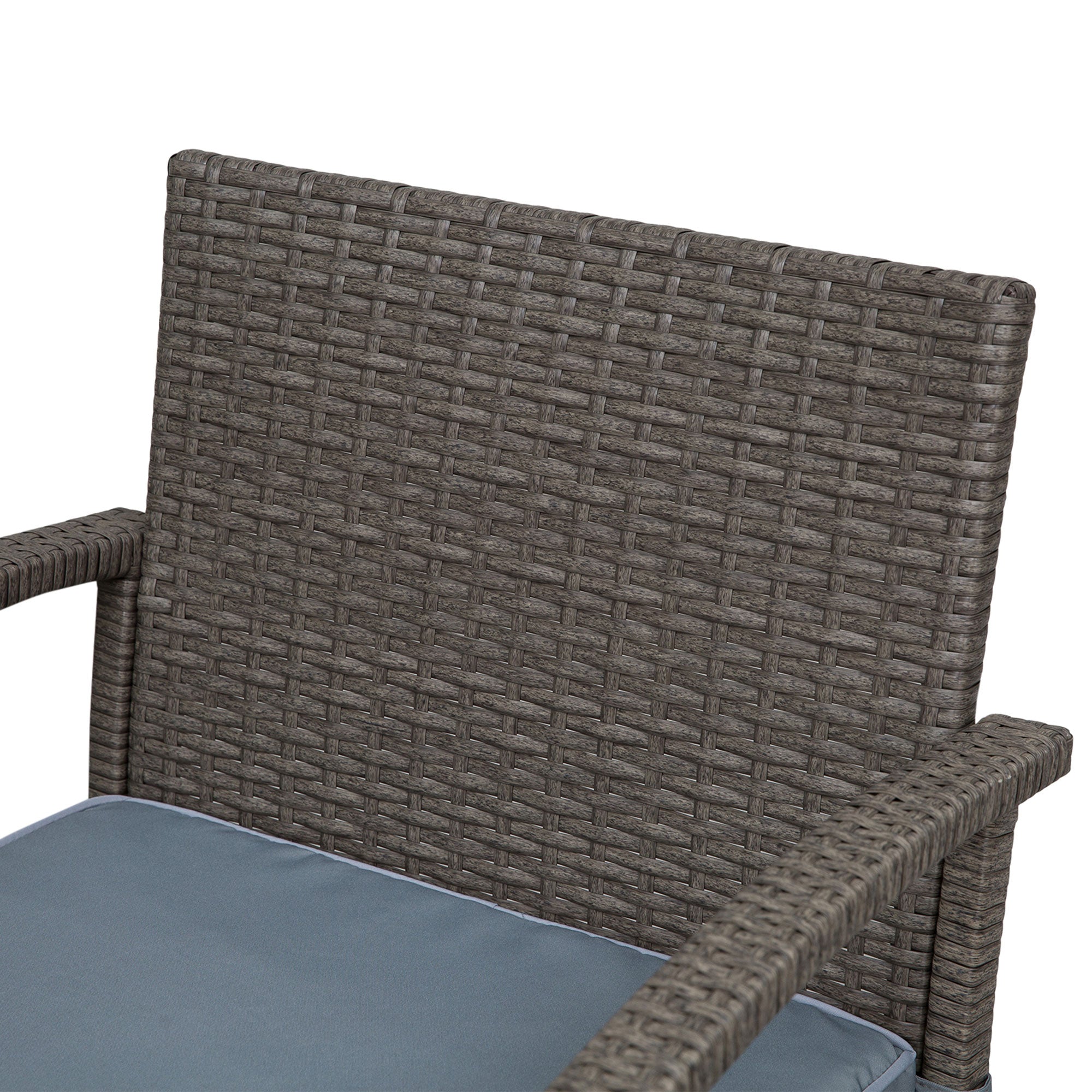 3 Pieces Patio Bar Set Wicker Garden Bistro Set Outdoor Furniture PE Rattan Table and Stools with Seat Cushion, Grey Bistro Sets at Gallery Canada