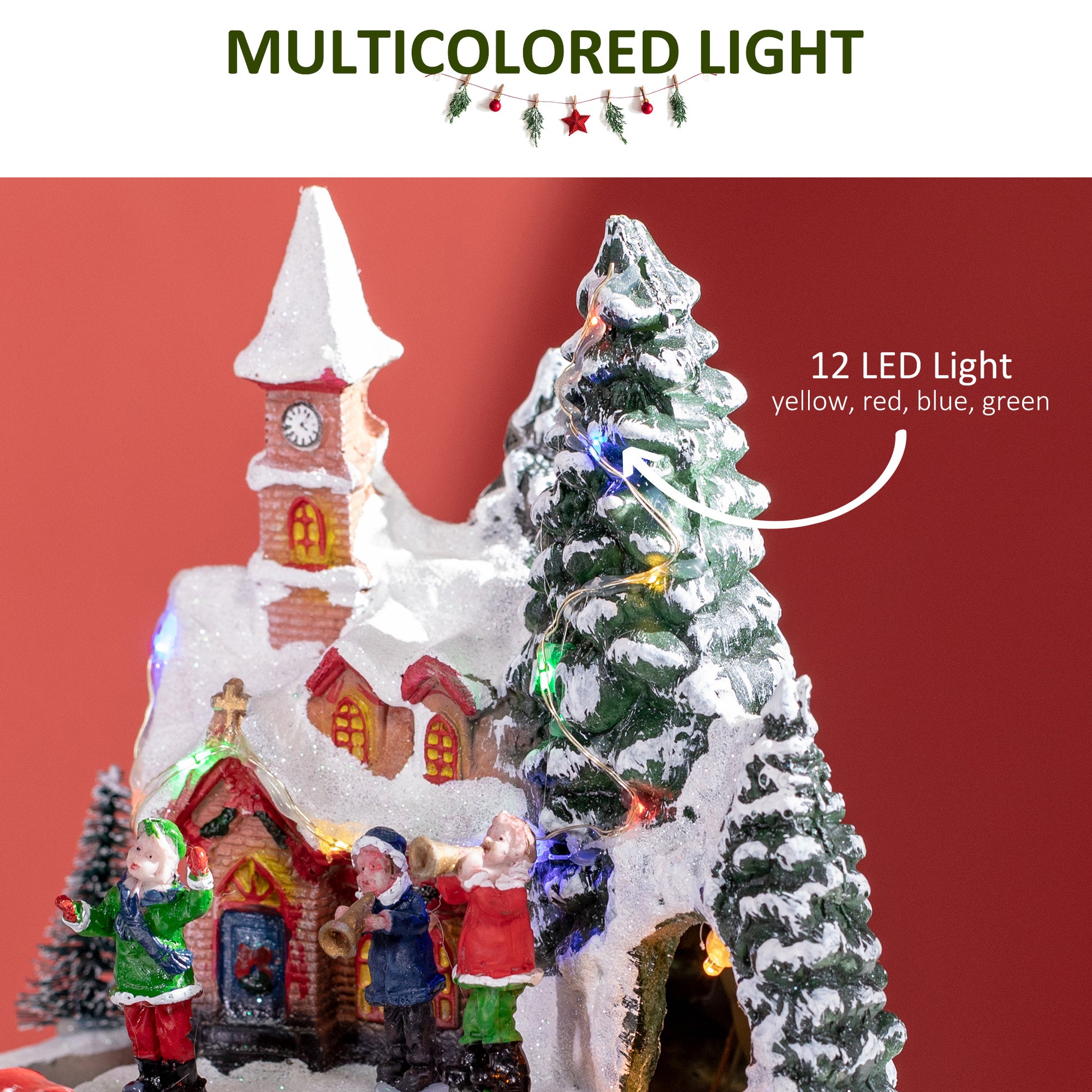 Desktop Christmas Decoration, Christmas Village Houses with Rotating Train, Battery Operated, Multicolored Christmas Village Houses   at Gallery Canada