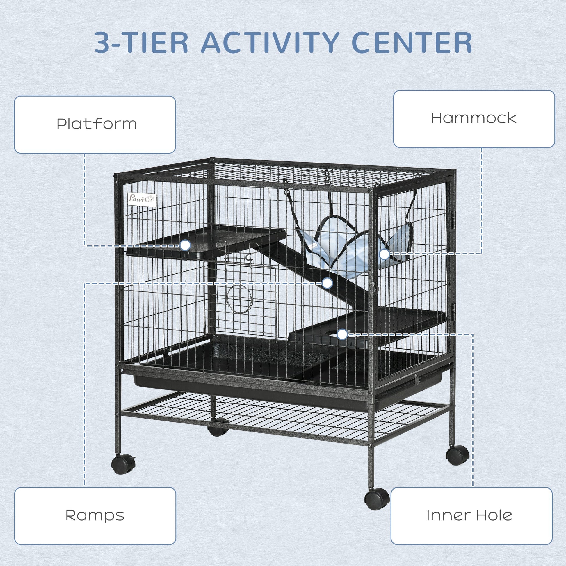 Small Animal Cage with Hammock, 3-Tier Ferret Cage Removable Tray Houses & Habitats   at Gallery Canada