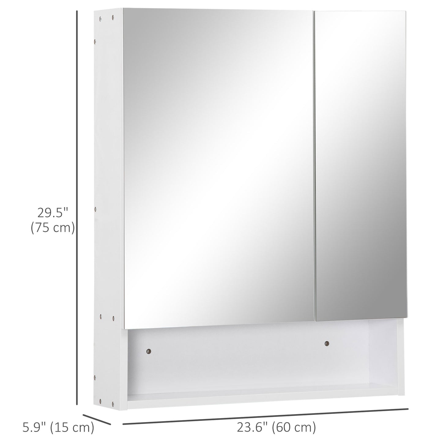 Wall Mounted Bathroom Medicine Cabinet with Mirror and Adjustable Shelves, White Mirror Medicine Cabinets   at Gallery Canada