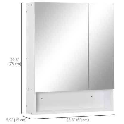 Wall Mounted Bathroom Medicine Cabinet with Mirror and Adjustable Shelves, White Mirror Medicine Cabinets   at Gallery Canada