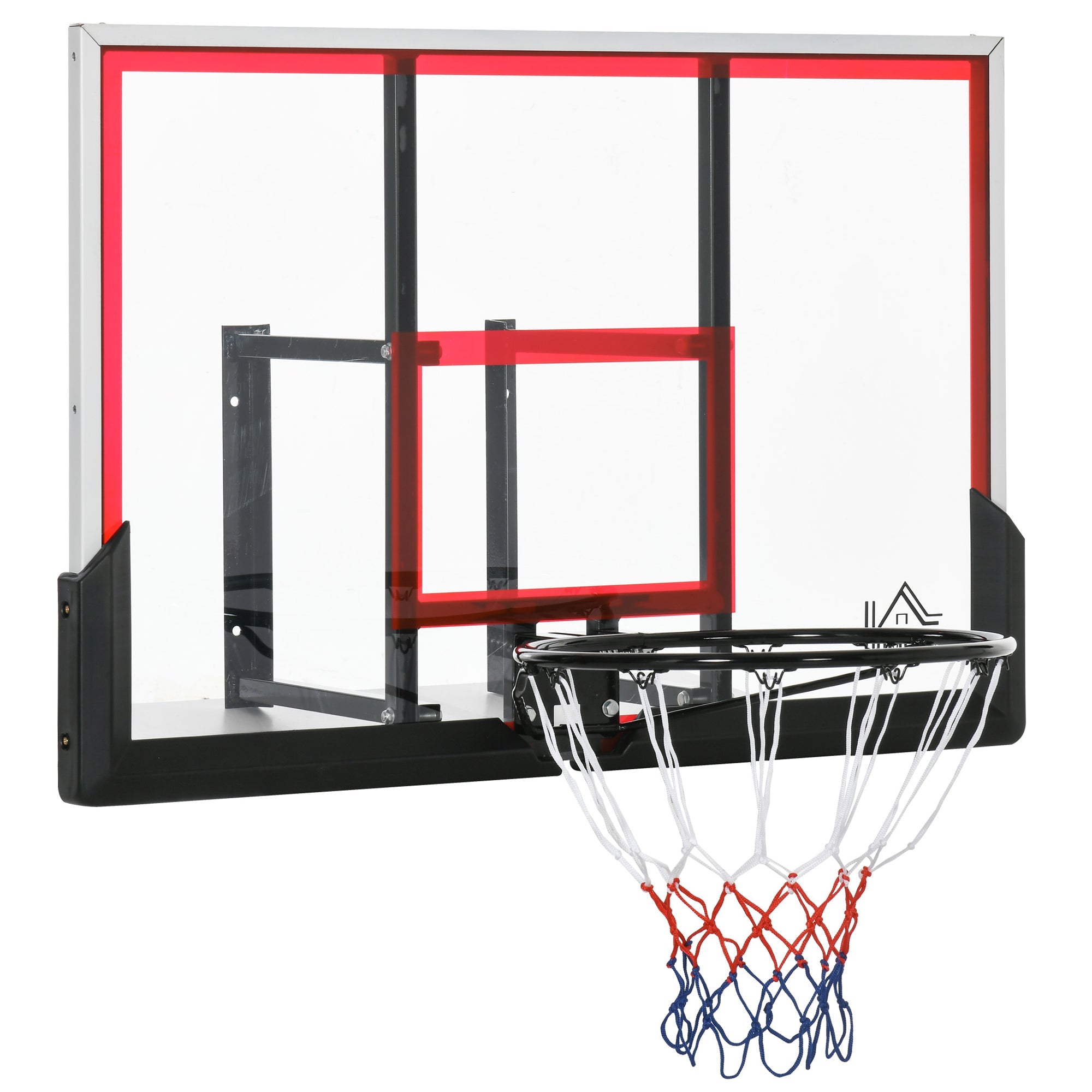 Wall Mounted Basketball Hoop, Backboard and Rim Combo, with 43'' x 30'' Shatter Proof Backboard, Durable Bracket and Net, for Indoor and Outdoor Basketball Multi Colour  at Gallery Canada