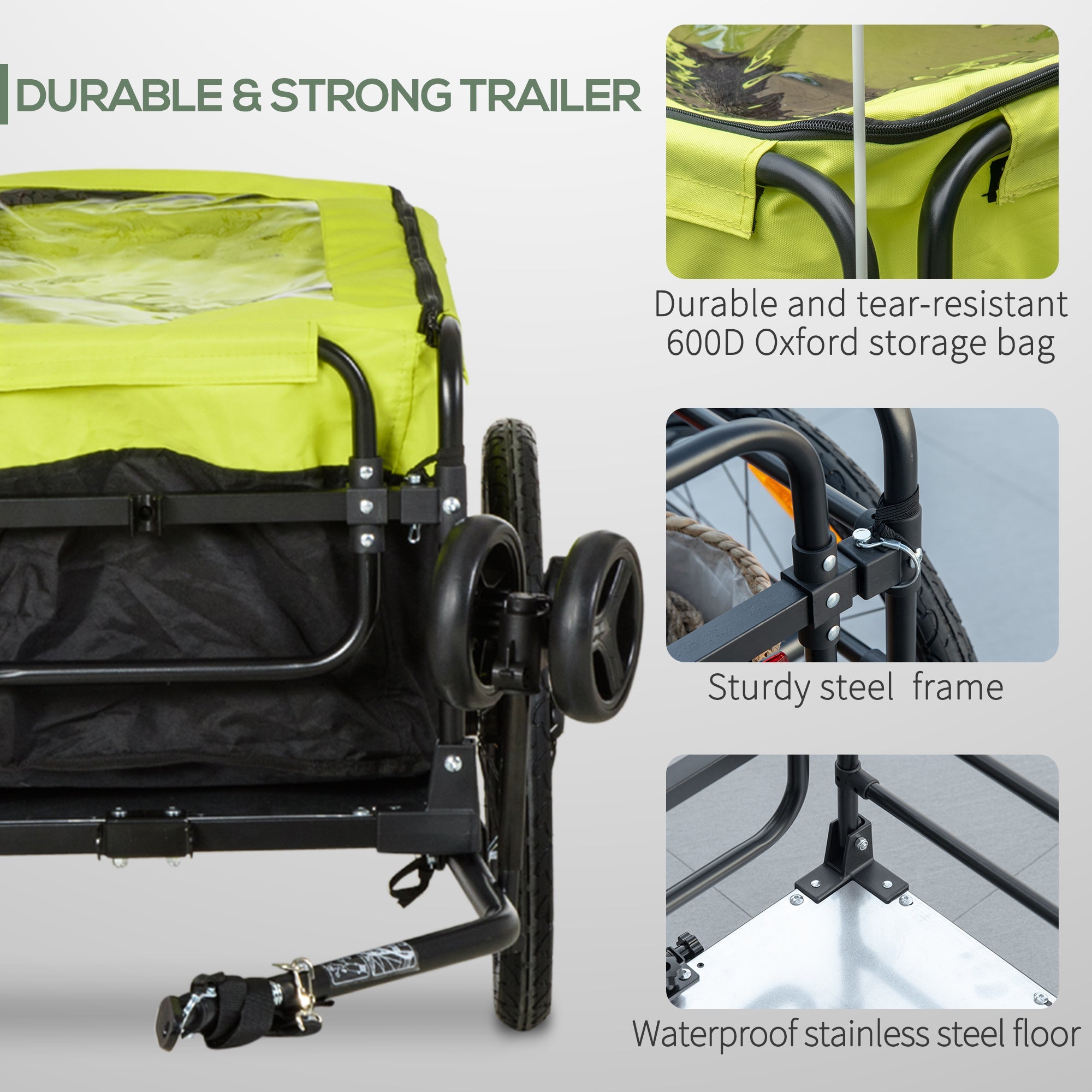 Bike Cargo Trailer &; Wagon Cart, Multi-Use Garden Cart with Removable Box, 20'' Big Wheels, Reflectors, Hitch and Handle, Yellow Bike Cargo Trailers   at Gallery Canada