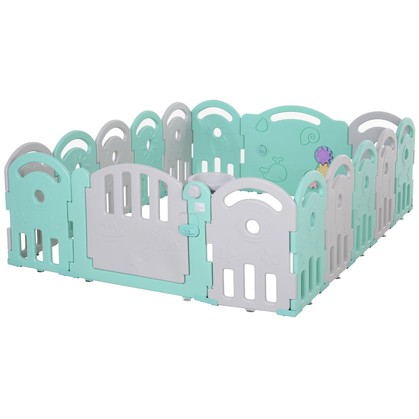 Baby Enclosure, 16 Panels Baby Playpen Baby Play Yard, Indoor &; Outdoor Kids Activity Center, Green Baby Enclosures   at Gallery Canada