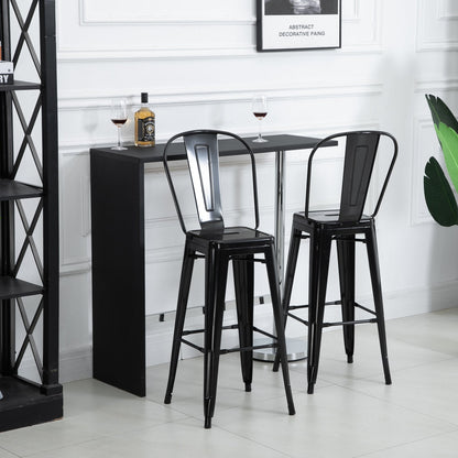 Set of 4 Bar Stools Kitchen Industrial Breakfast Bistro Cafe Metal Frame Black Bar Stools   at Gallery Canada