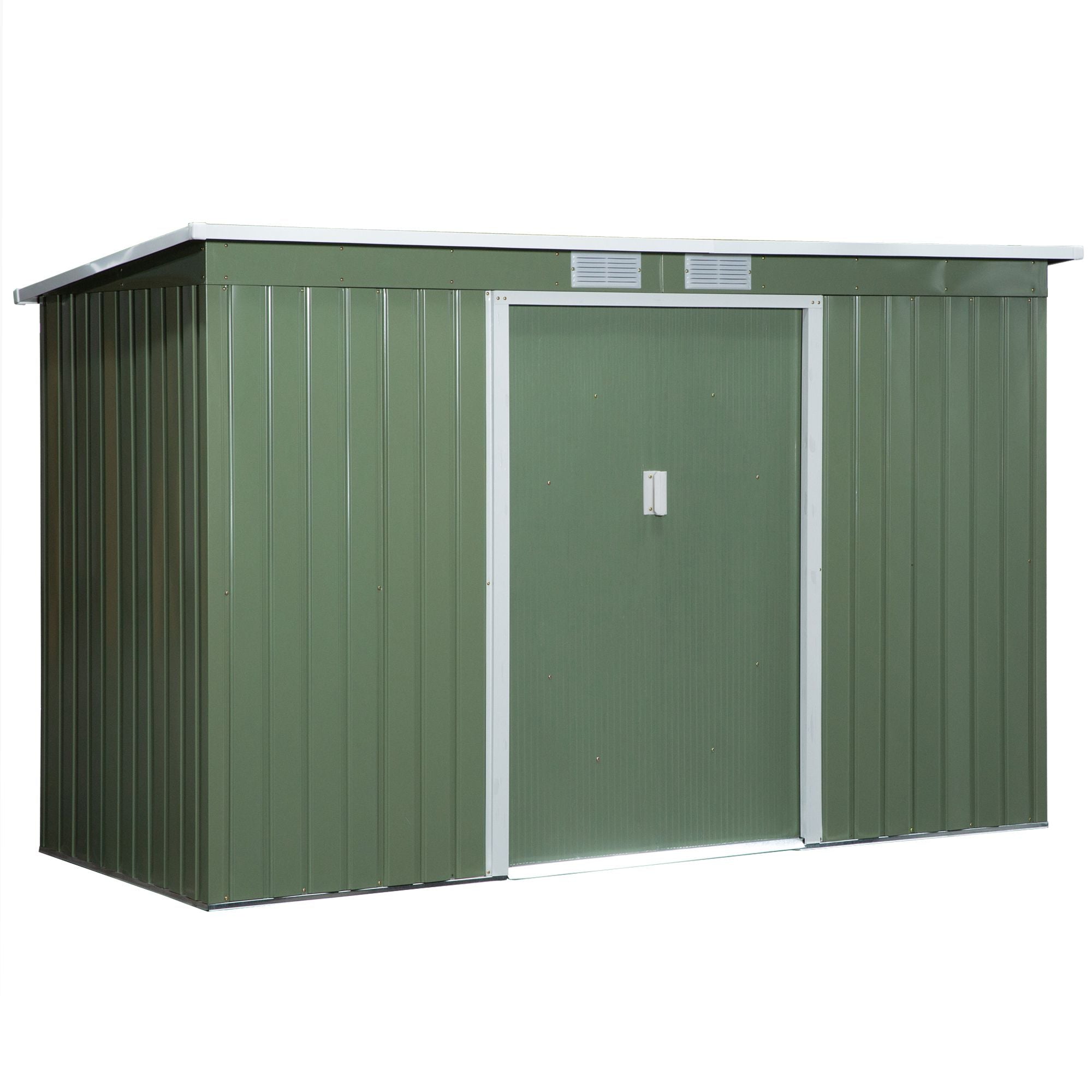 9' x 4' Garden Metal Storage Shed Outdoor Equipment Tool Box with Foundation Ventilation &; Doors, Light Green Sheds Light Green  at Gallery Canada