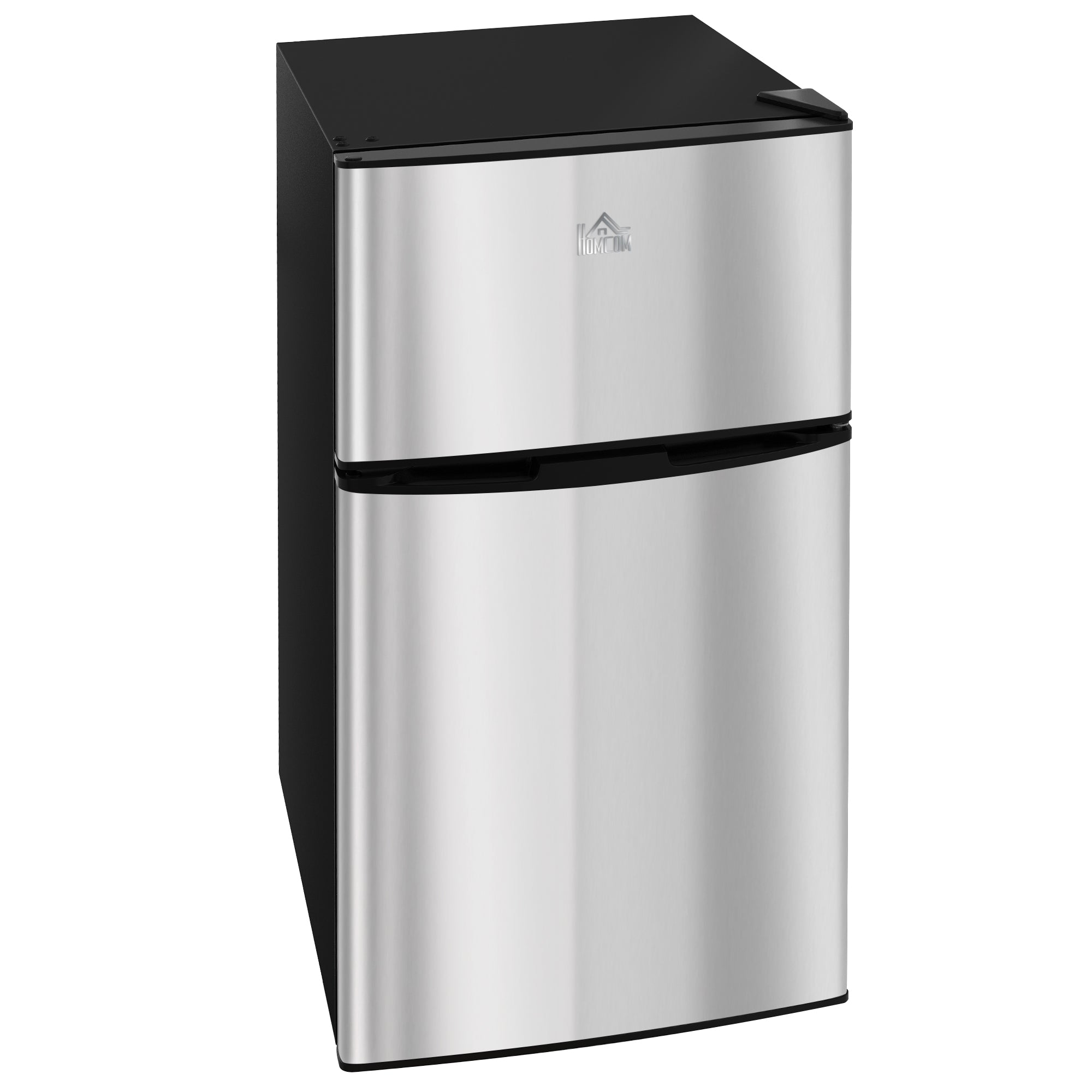 3.2 Cu Ft Compact Refrigerator, Mini Fridge with Freezer, Adjustable Shelves and Reversible Doors for Bedroom, Silver Small Kitchen Appliances Silver, Black at Gallery Canada