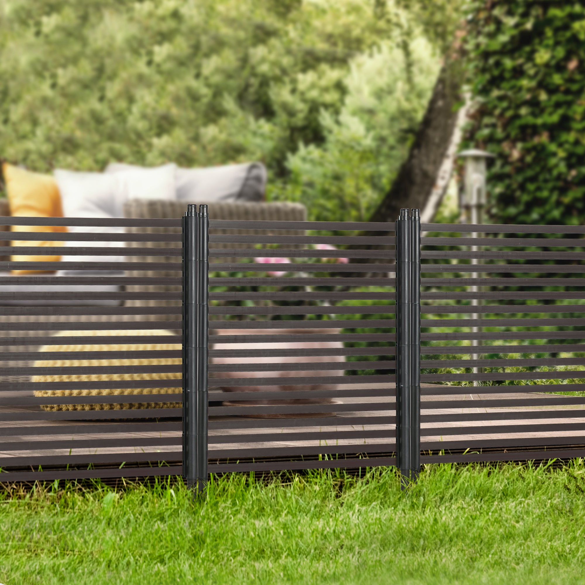 Picket Metal Garden Fence for Hard &; Soft Ground, 4 ft(H) Standing Outdoor Fencing with Feet, Animal Barrier Flower Bed Landscape Edging, Brown Garden Fences at Gallery Canada