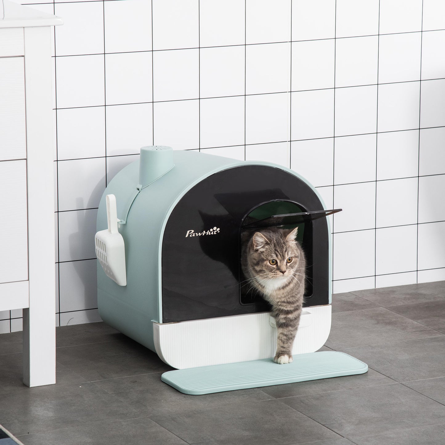 Cat Litter Box with Lid, Removable Tray, Scoop, Filter, Green Cat Litter Box Enclosures   at Gallery Canada