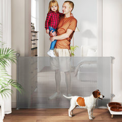 Retractable Dog Gate Extends Up to 55" Wide, 34" Tall, for Stairs, Doorways, Hallways, Indoor and Outdoor, Grey Houses, Kennels & Pens Grey at Gallery Canada