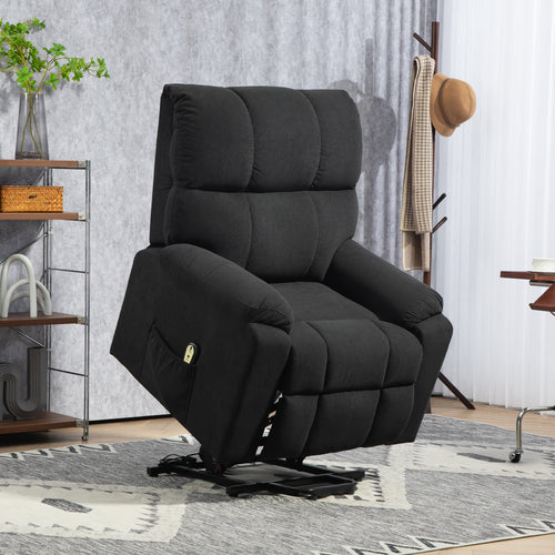 Lift Chair for Seniors, Microfibre Upholstered Power Recliner Chair with Remote, Quick Assembly, Black