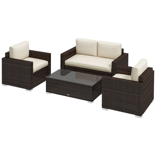 Outdoor Furniture with Table, Wicker Furniture with Loveseat and 2 Chair for Garden, Poolside, Mixed Brown and Khaki Patio Furniture Sets   at Gallery Canada