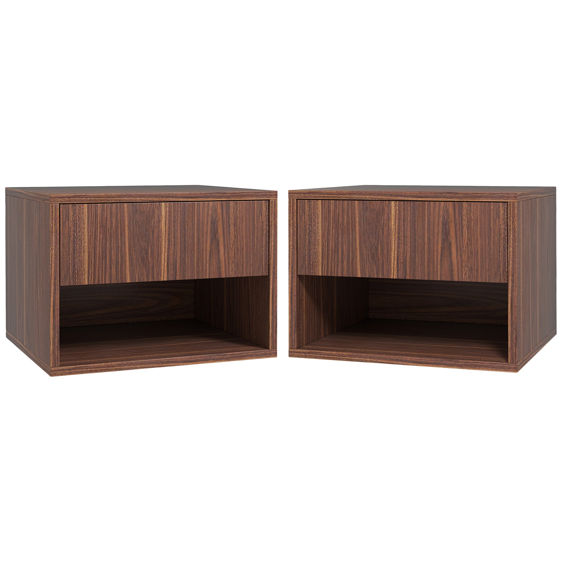 Floating Nightstand Set of 2, Wall Mounted Bedside Table with Drawer for Bedroom, Brown Bedside Tables   at Gallery Canada