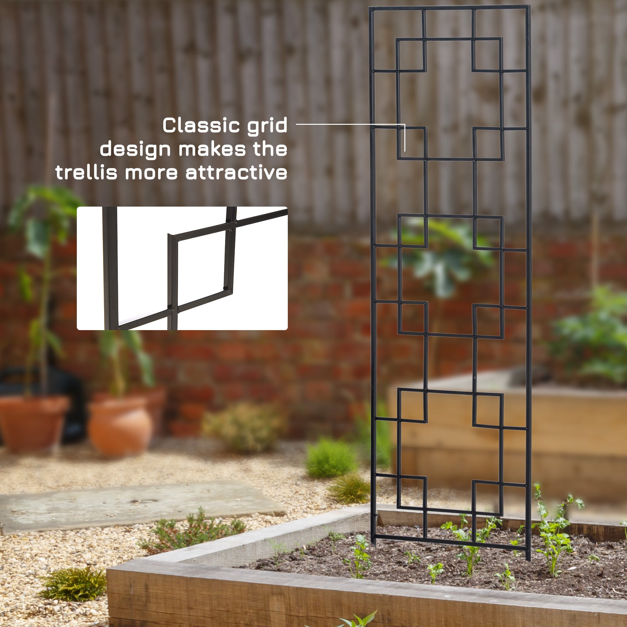 4 Pack Garden Trellis for Climbing Plants, Outdoor Metal Grid Panels for Roses, Vine Flower, Cucumber, Clematis, 72