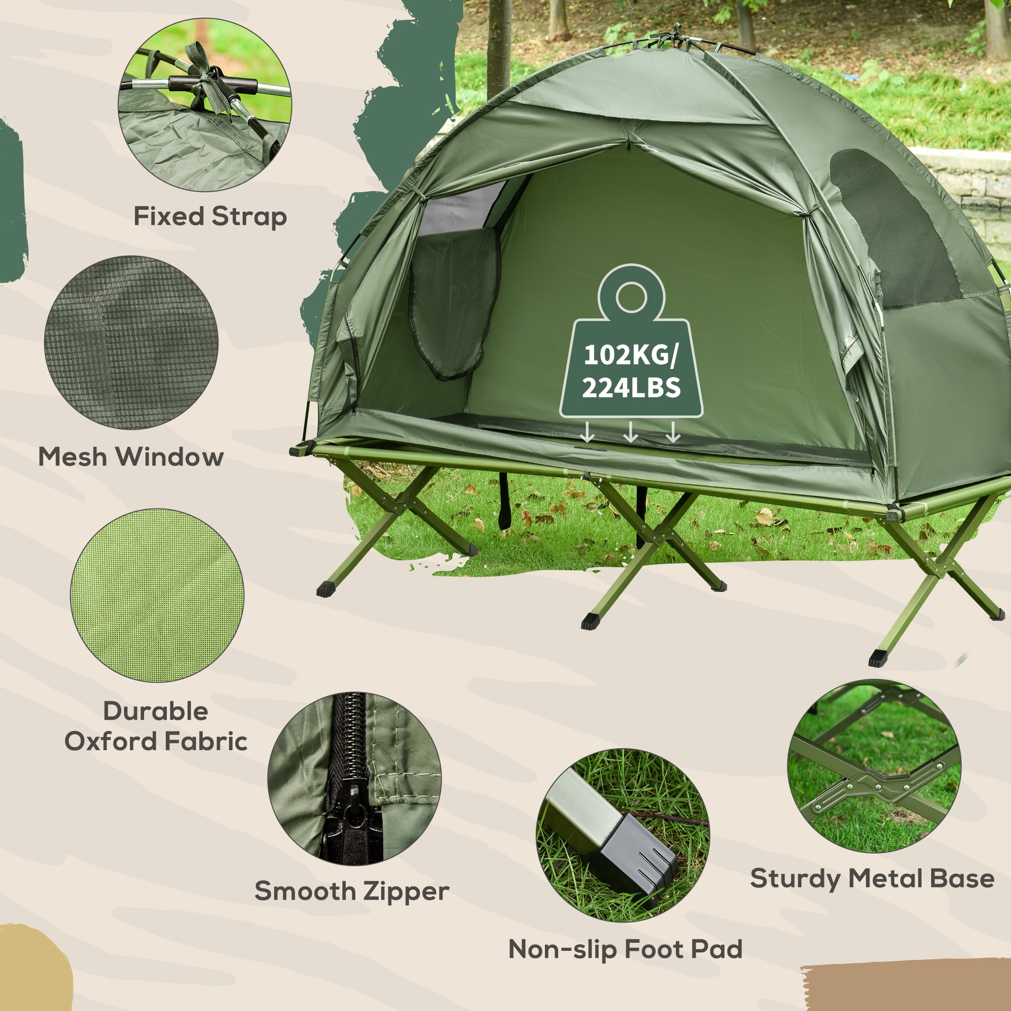 Compact Pop Up Portable Folding Outdoor Elevated Camping Cot Tent Combo Set Dark Green Camping Tents at Gallery Canada