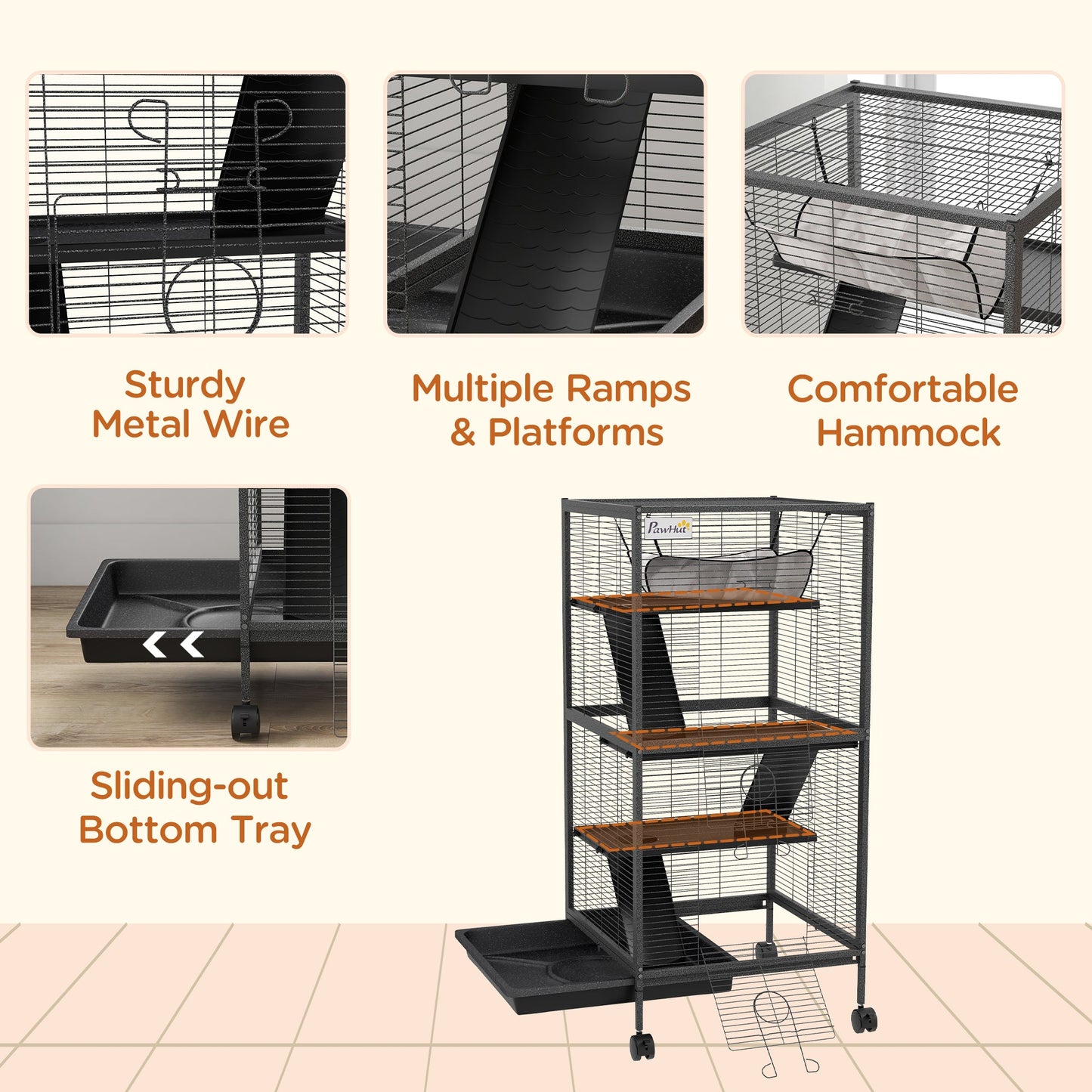 Steel Small Animal Cage for Guinea Pig, Ferret, Chinchilla, Kitten and Rabbit, Black Houses & Habitats   at Gallery Canada