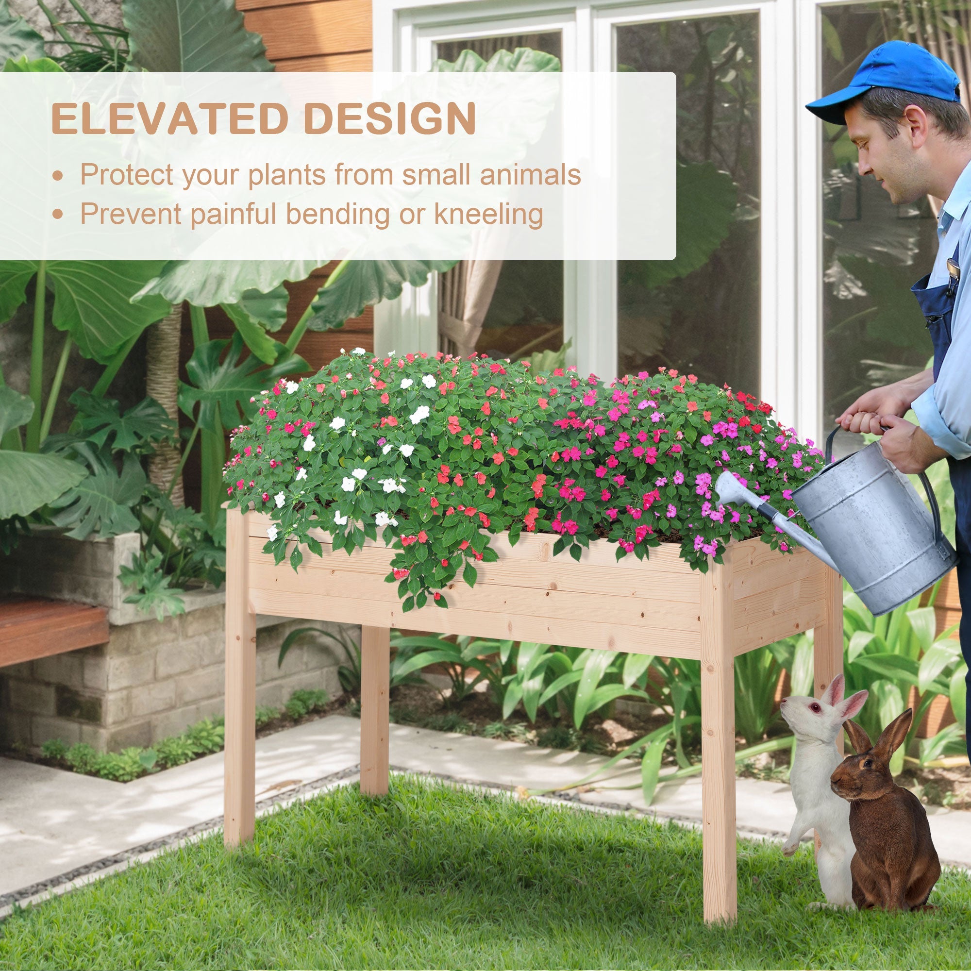 Wooden Elevated Planter Box with Legs, 48