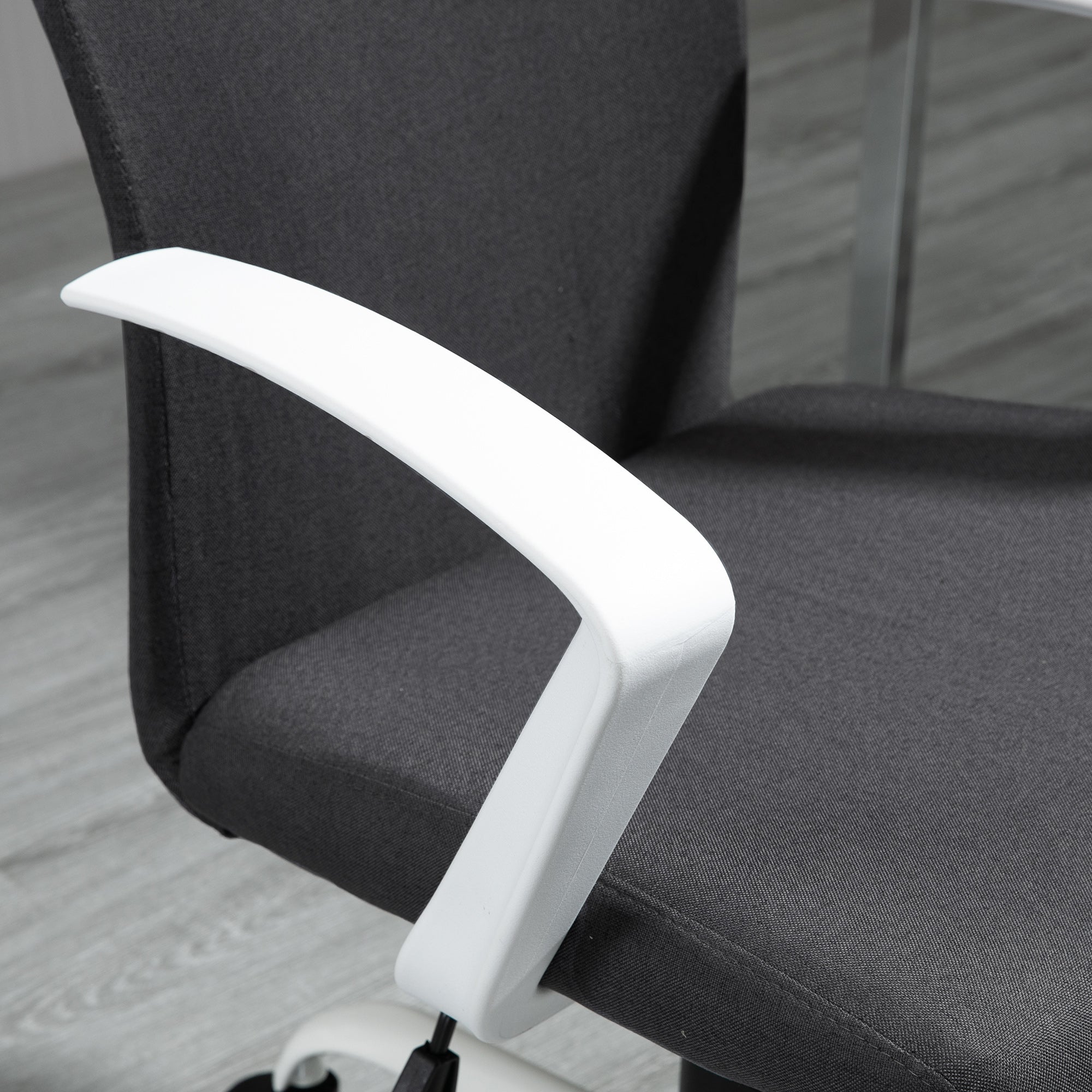 Linen Mid Back Office Chair With Tilt Function, Swivel Computer Chair, Charcoal Grey Task Chairs at Gallery Canada