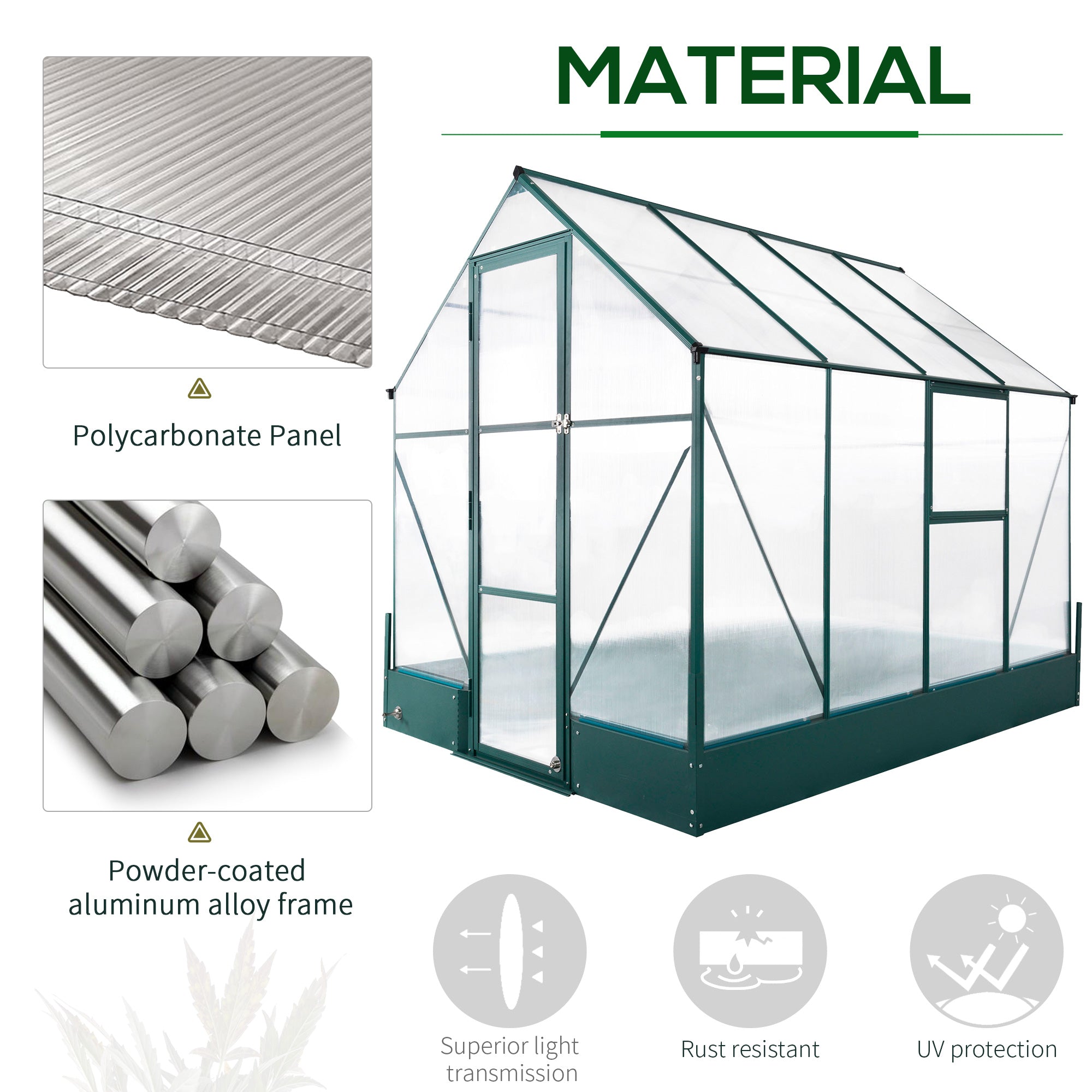 8.2' x 6.2' Greenhouse Aluminum Frame with Temperature Controlled Window Walk In Greenhouses   at Gallery Canada