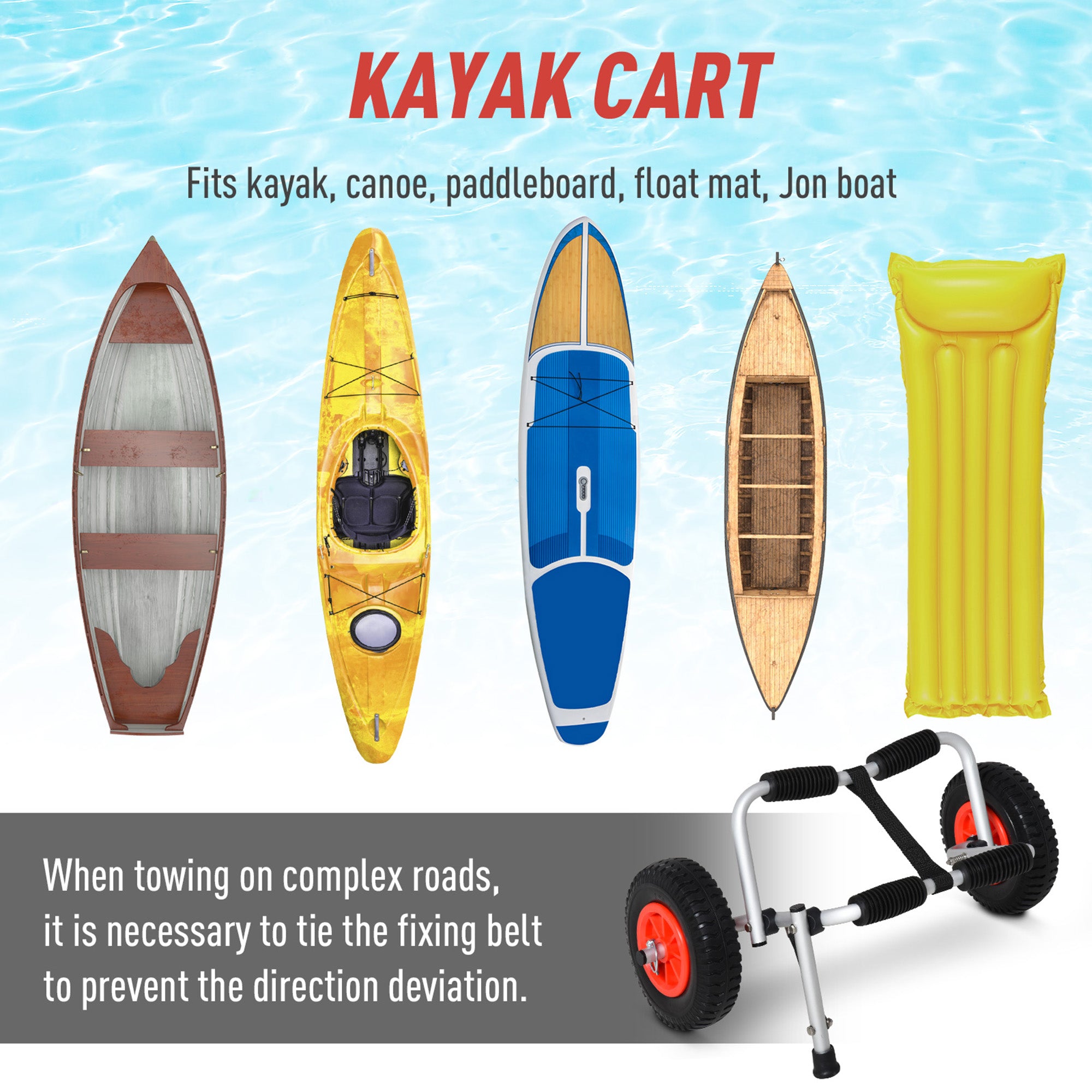 Kayak Cart Dolly with Flat-Free Wheels and Aluminum Frame for Kayaks, Canoes, Paddleboards, Folding Design, Silver Kayak Carts at Gallery Canada
