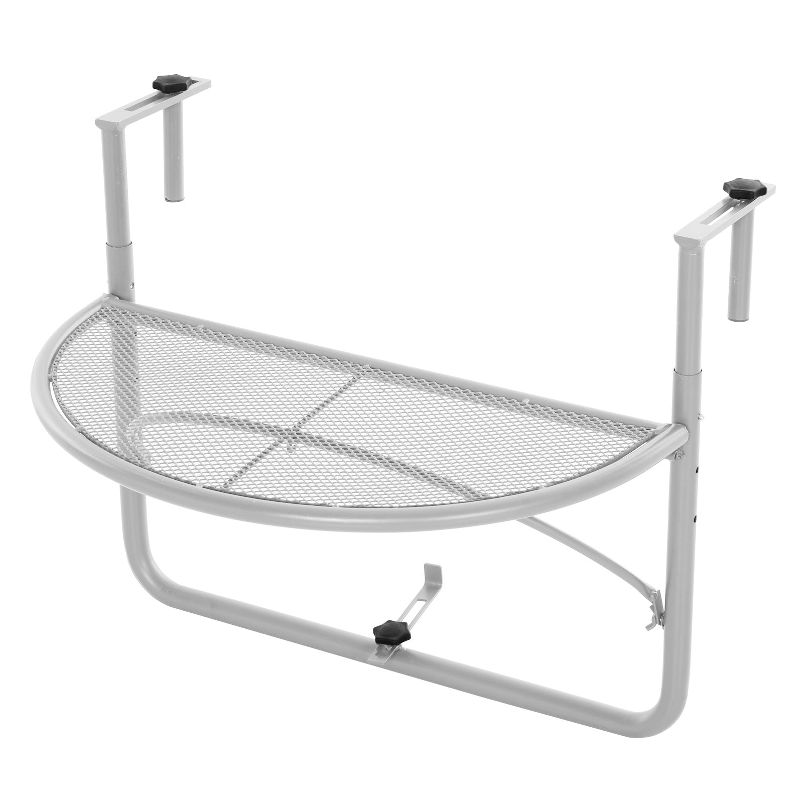 Adjustable Balcony Hanging Railing Table, Metal Mounting Mini Wall Desk Storage Rack, Outdoor Flower Stand Serving Table Half Round, White Balcony Table Hanging at Gallery Canada