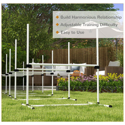 Set of 6 Dog Agility Training Equipment Adjustable Jump Bar Pet Exercise Kit with Carrying Bag (White) Dog Agility Training Equipment   at Gallery Canada