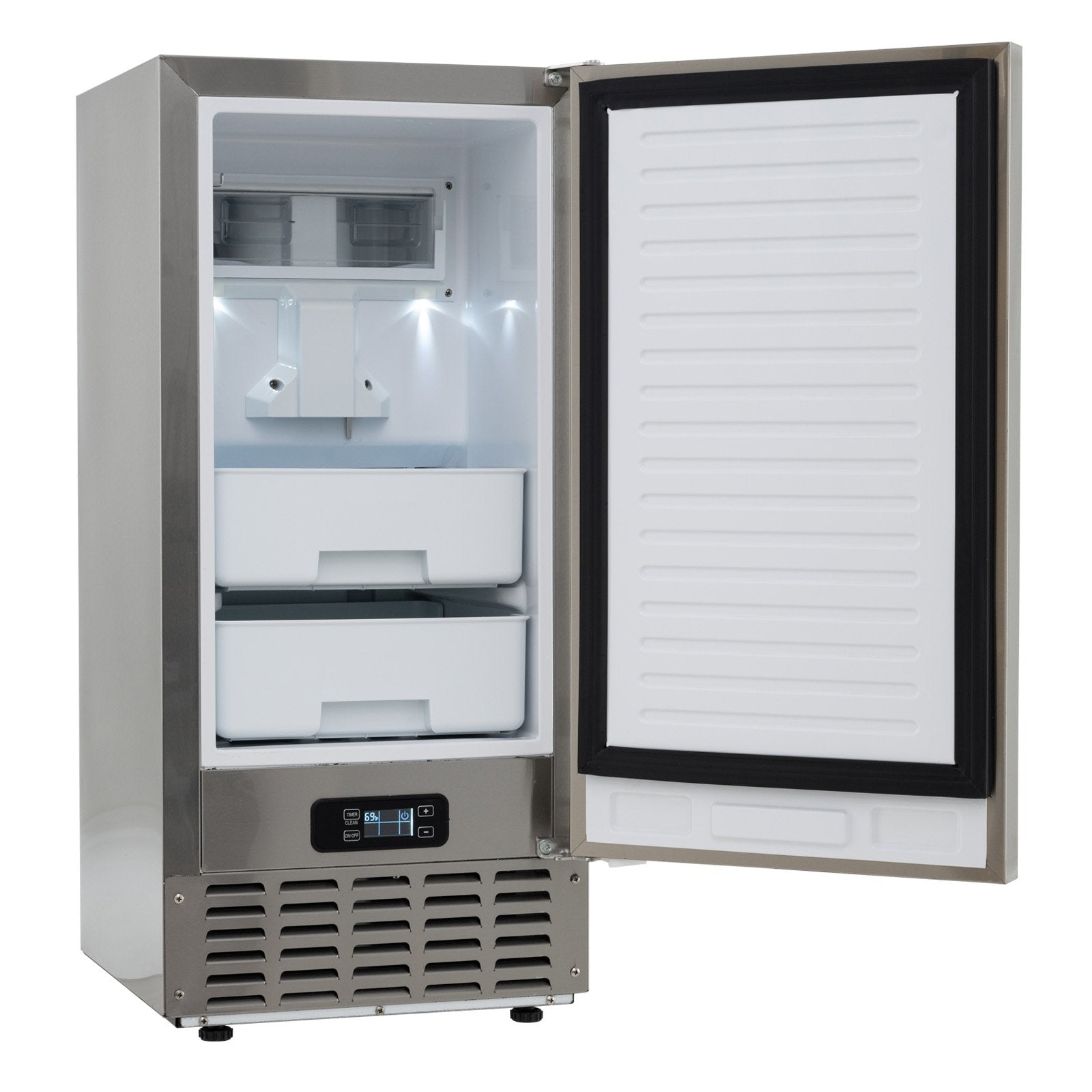 Under Counter Nugget Ice Maker with Self-Cleaning and 24H Timer, Silver Ice Makers Silver at Gallery Canada