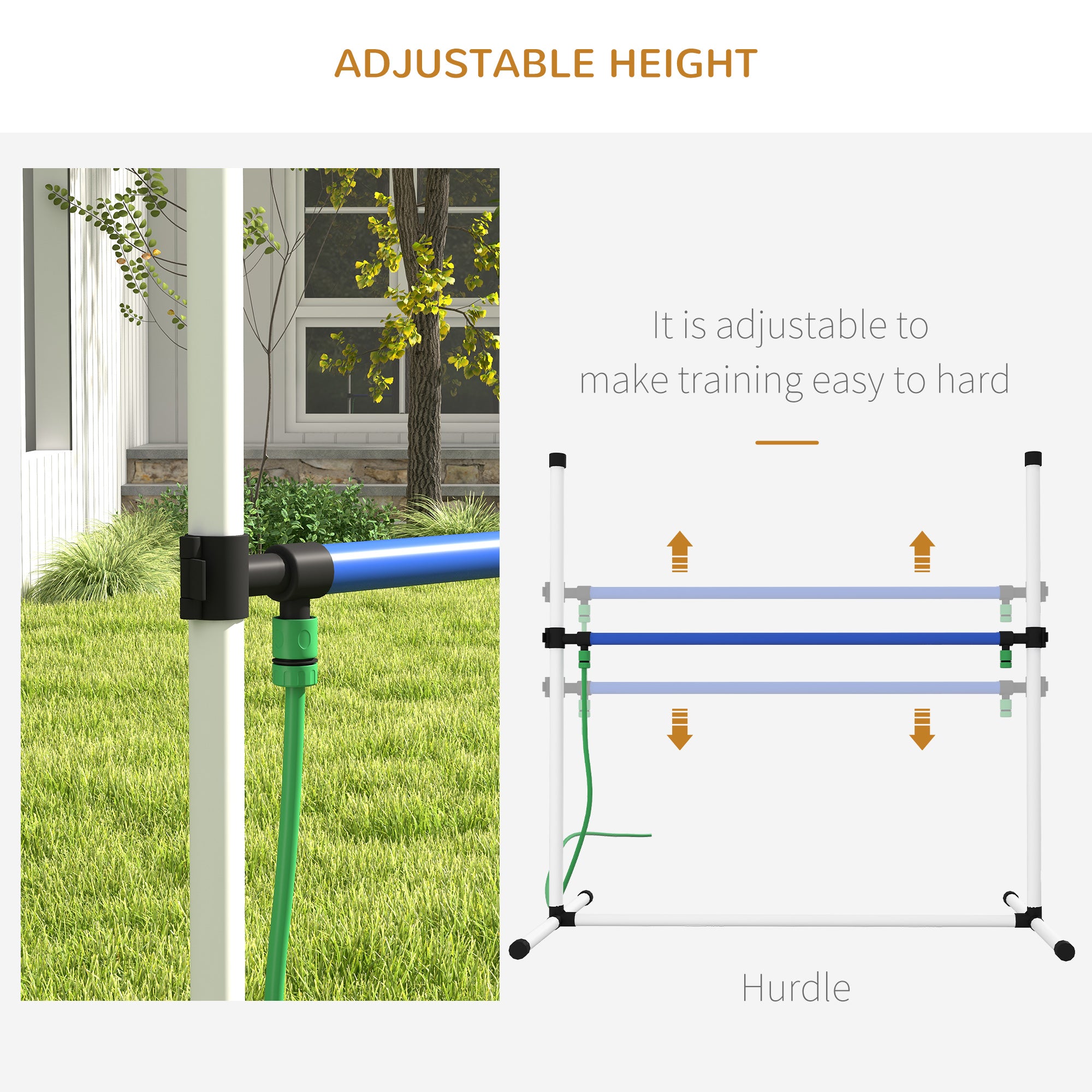 4PCs Dog Agility Equipment Set with Adjustable Height Hurdles, Spray Water Tube, Whistle, Carry Bag, White Dog Agility Training Equipment at Gallery Canada