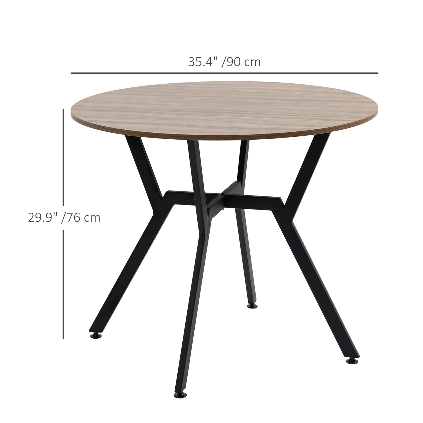 35" Round Dining Table, Modern Dining Room Table with Steel Frame, Space Saving Small Kitchen Table, Brown Bar Tables & Dining Tables   at Gallery Canada