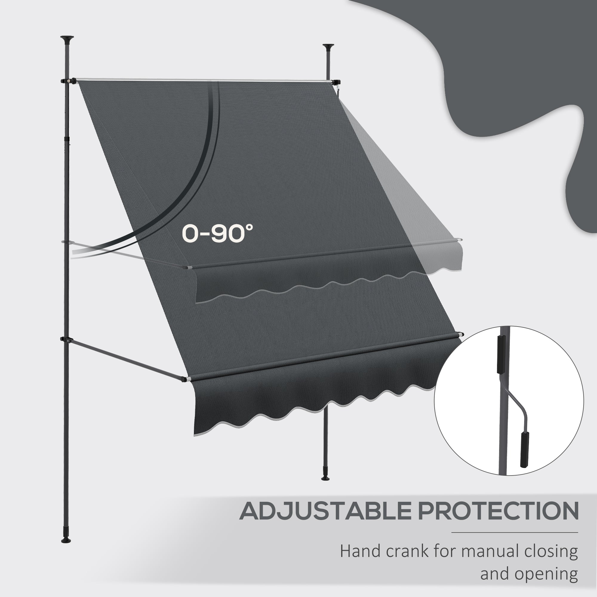 6.5' x 4' Manual Retractable Awning, Non-Screw Freestanding Patio Awning, UV Resistant, for Window or Door, Dark Grey Patio Awnings at Gallery Canada