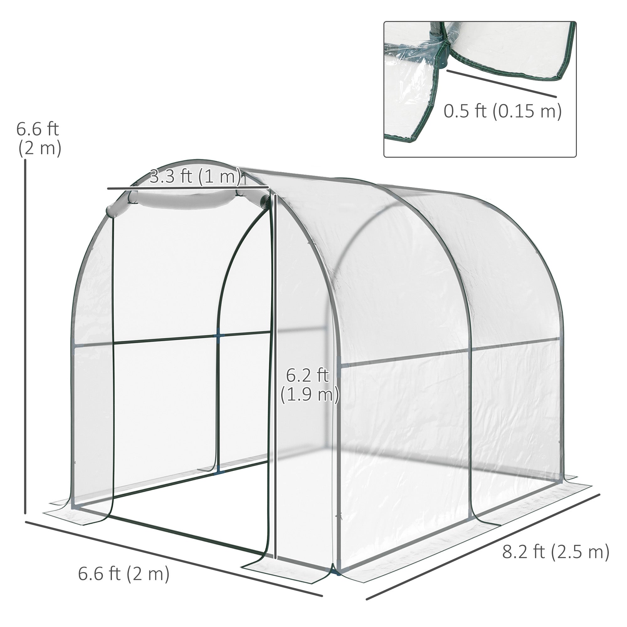 6.6' x 8.2' x 6.6' Dome Tunnel Greenhouse Plant Shed Garden Hot House Growing Tent w/ Roll Up Door, Transparent Tunnel Greenhouses at Gallery Canada