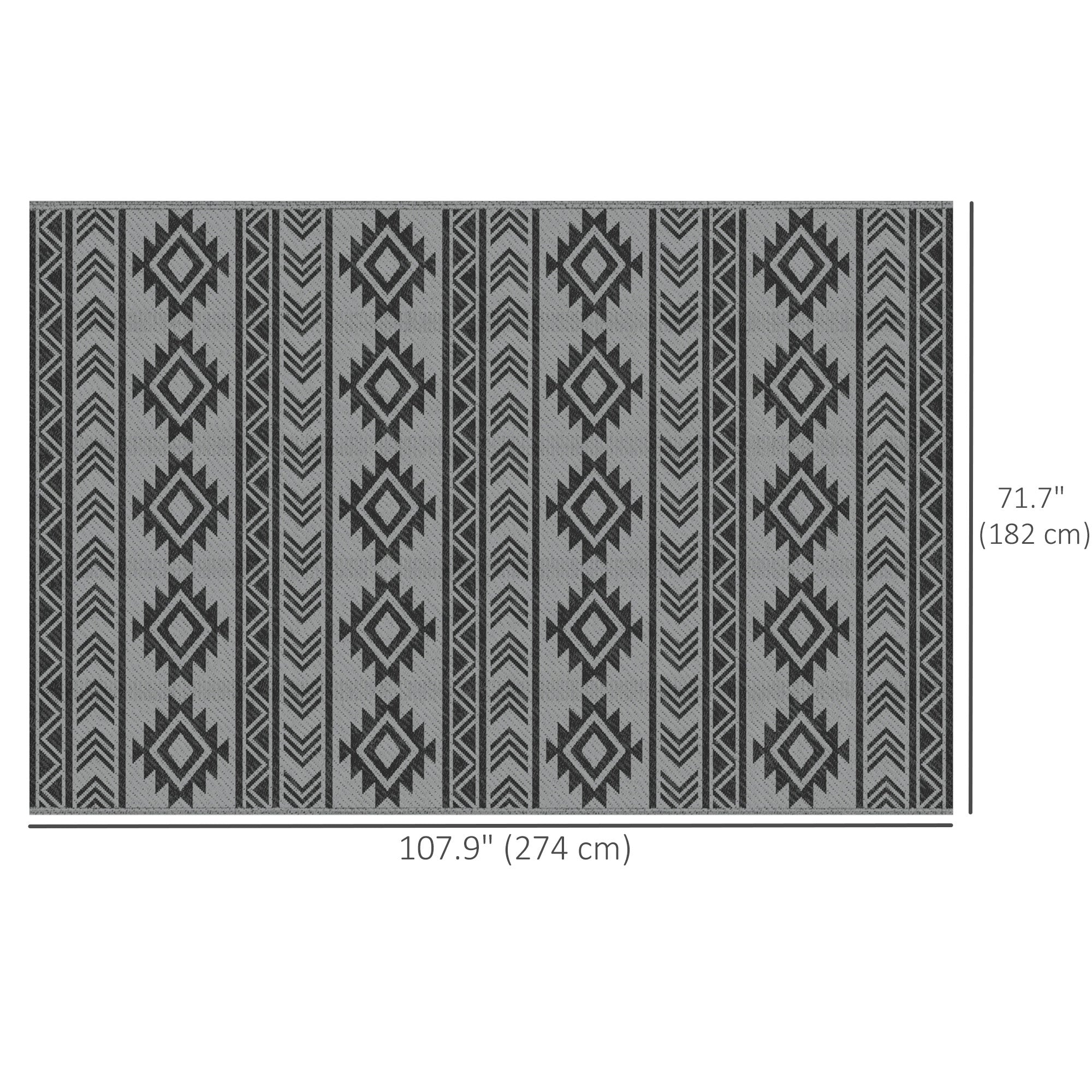 Reversible Outdoor RV Rug, Patio Floor Mat, 6' x 9' Plastic Straw Rug for Backyard, Deck, Beach, Camping, Black &; Grey Garden Decor at Gallery Canada