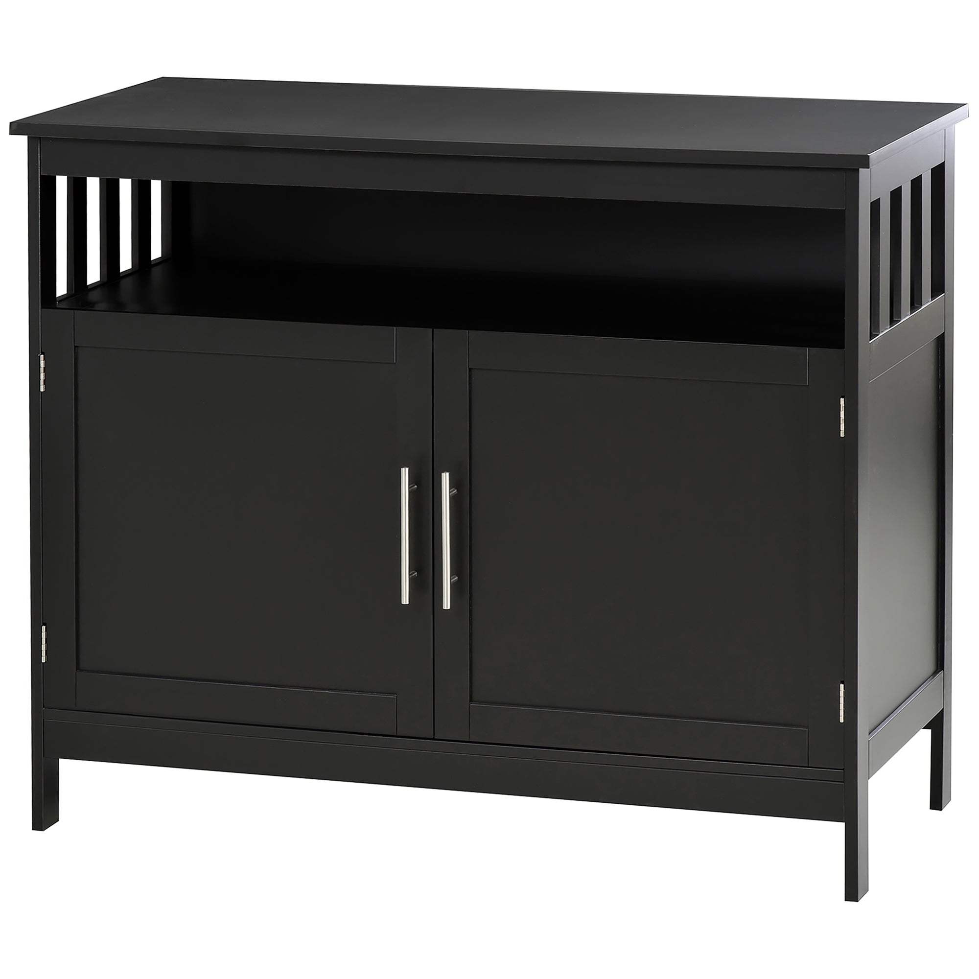 Kitchen Sideboard, Buffet Cabinet, Wooden Storage Console Table with 2-Level Cabinet and Open Shelf, Black Bar Cabinets at Gallery Canada