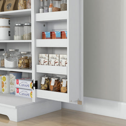 Farmhouse Kitchen Pantry Storage Cabinet, Kitchen Pantry Cabinet with Doors and Adjustable Shelves, Cream White Kitchen Pantry Cabinets   at Gallery Canada