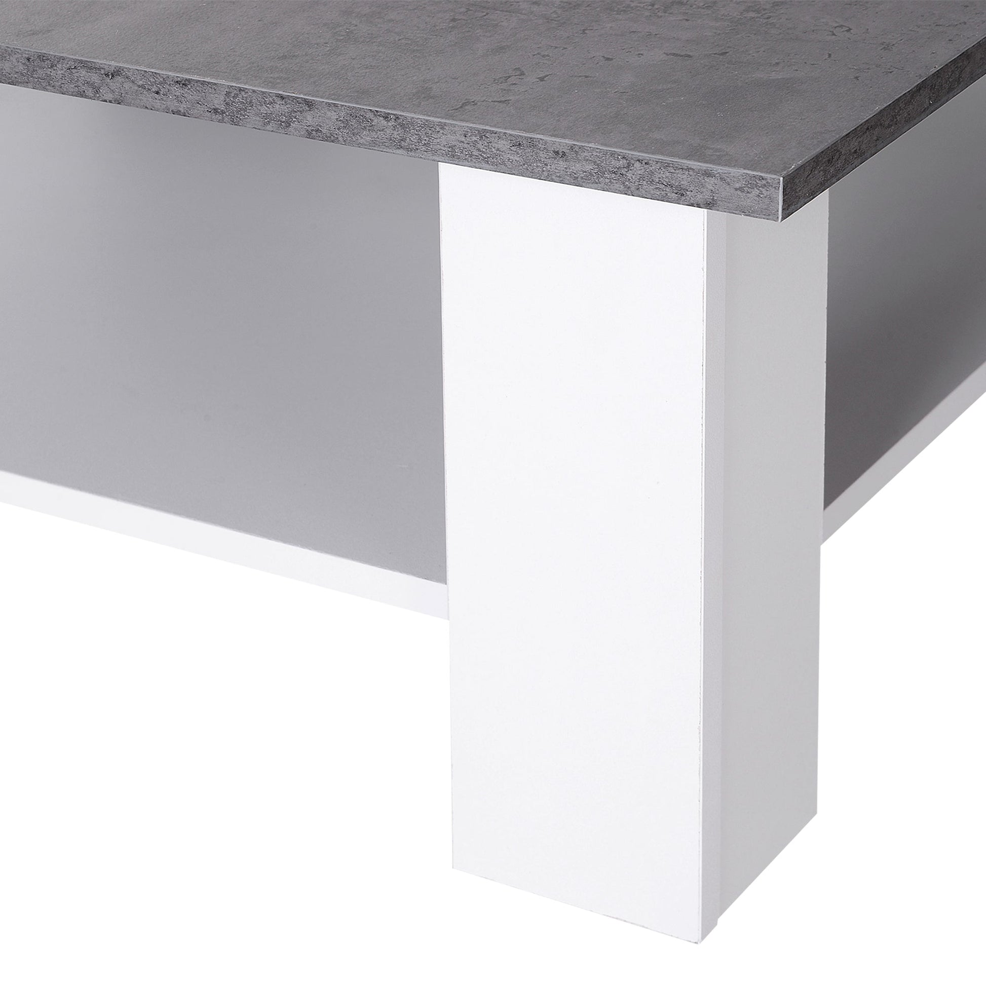 Square Coffee Table with Storage Shelf and Cement-like Tabletop for Living Room, White Coffee Tables   at Gallery Canada