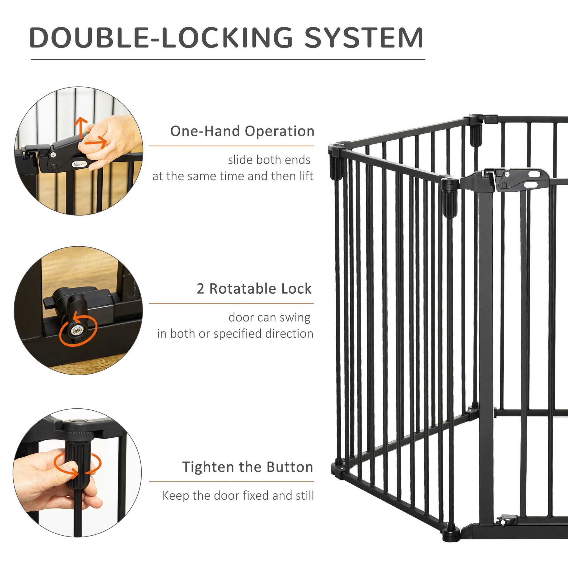 Dog Safety Gate 6-Panel Playpen Fireplace Christmas Tree Steel Fence Stair Barrier Room Divider Black Houses, Kennels & Pens   at Gallery Canada